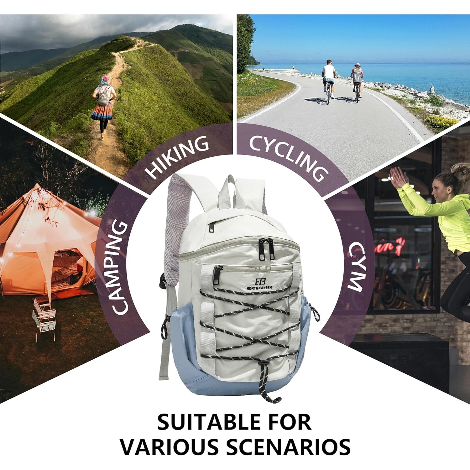 Mochila de Senderismo para Mujeres 20L Azul Ligera Impermeable