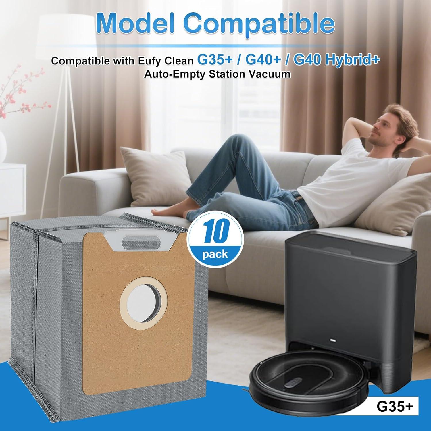 10 Bolsas de Polvo HEPA Opprglow para Eufy G35+, G40+, G40 Hybrid+
