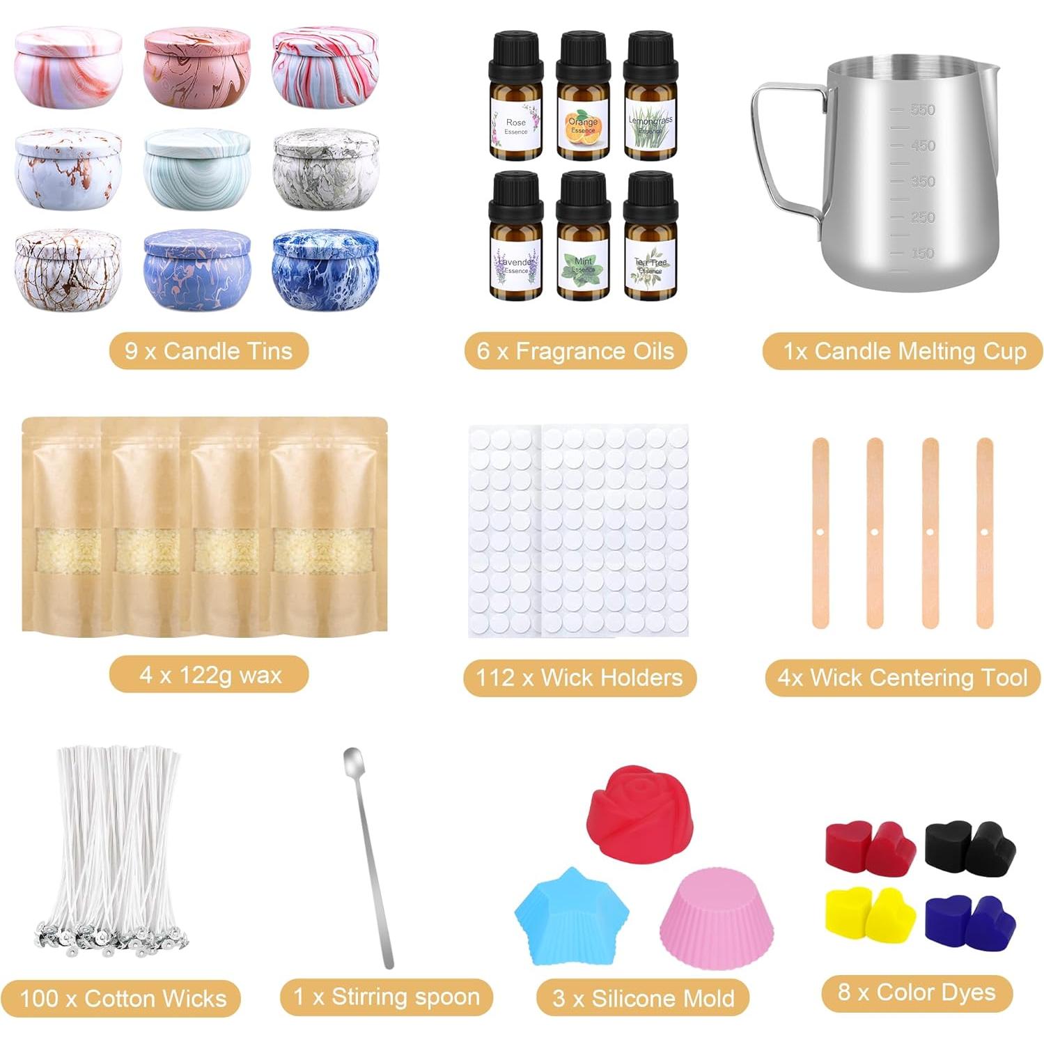 Kit de Fabricación de Velas YUEONEWIN - DIY Aromáticas 14 Piezas