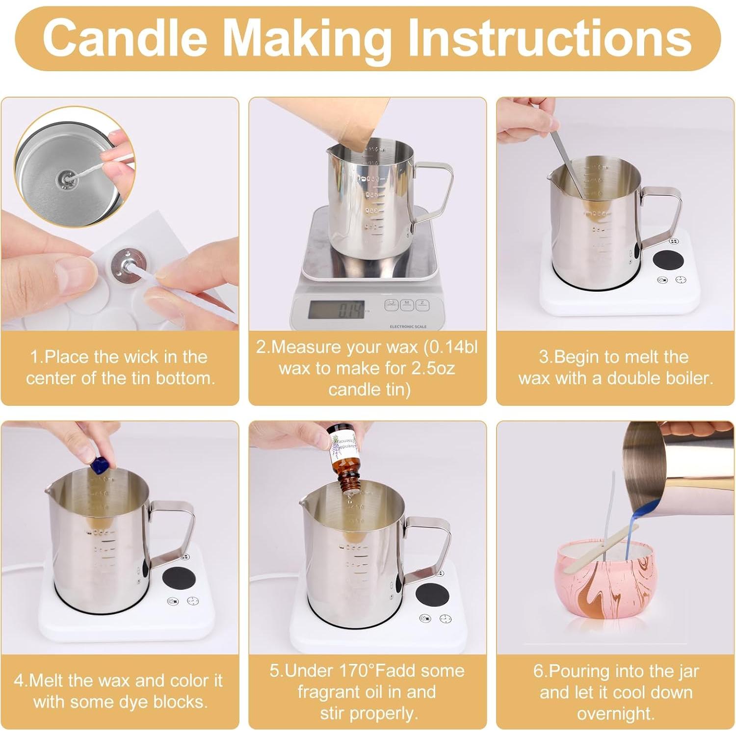 Kit de Fabricación de Velas YUEONEWIN - DIY Aromáticas 14 Piezas