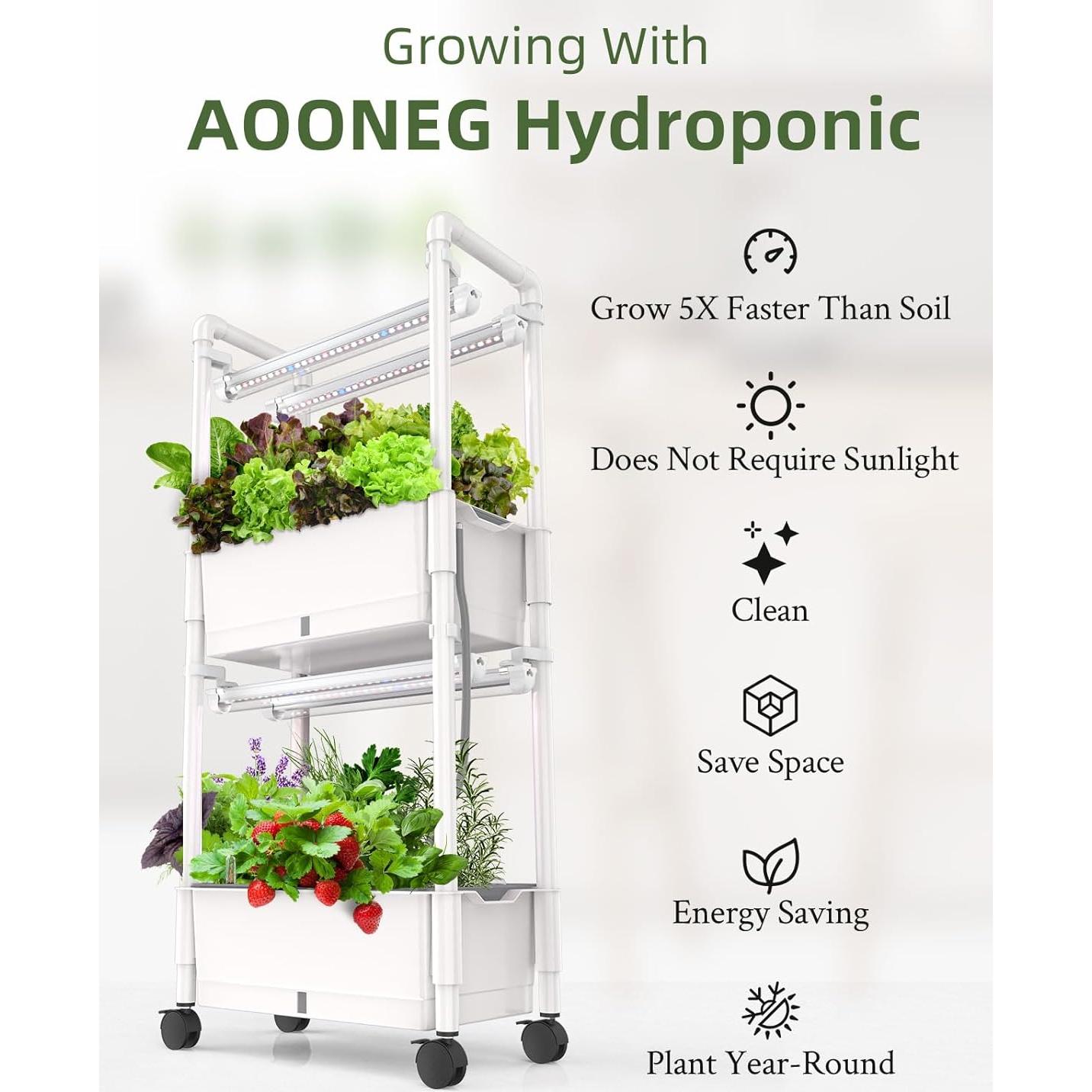 Sistema de Cultivo Hidropónico AOONEG 2 Capas 28 Cápsulas LED