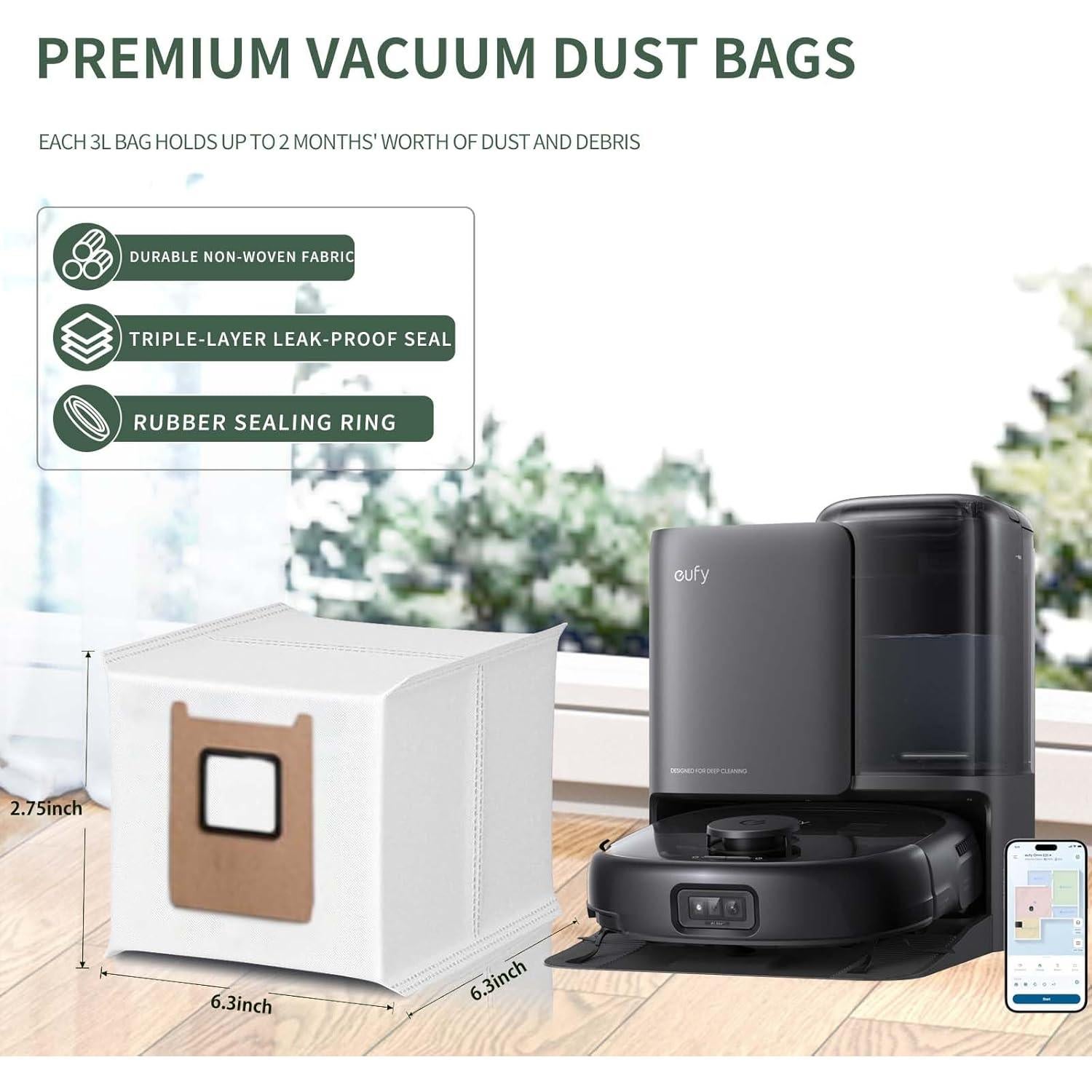 Bolsas de Reemplazo HUKWIMO para Eufy RoboVac E25 E28 - 8 Unidades 3L