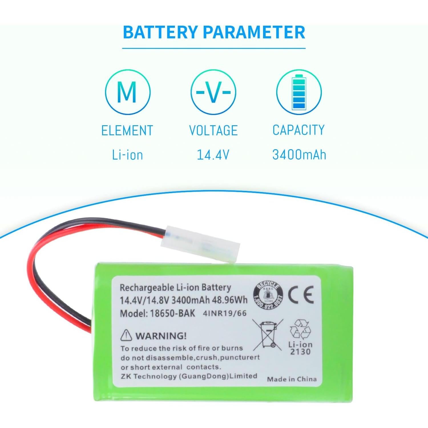 Batería de Reemplazo Bobsweep 14.4V 3400mAh para Aspiradora