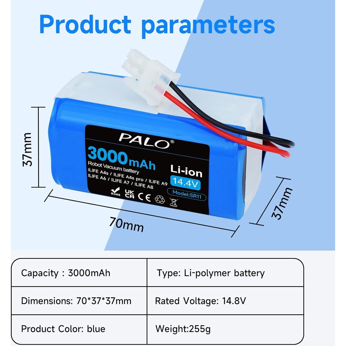 Batería de Reemplazo 3000mAh Palowextra para Aspiradora ILIFE