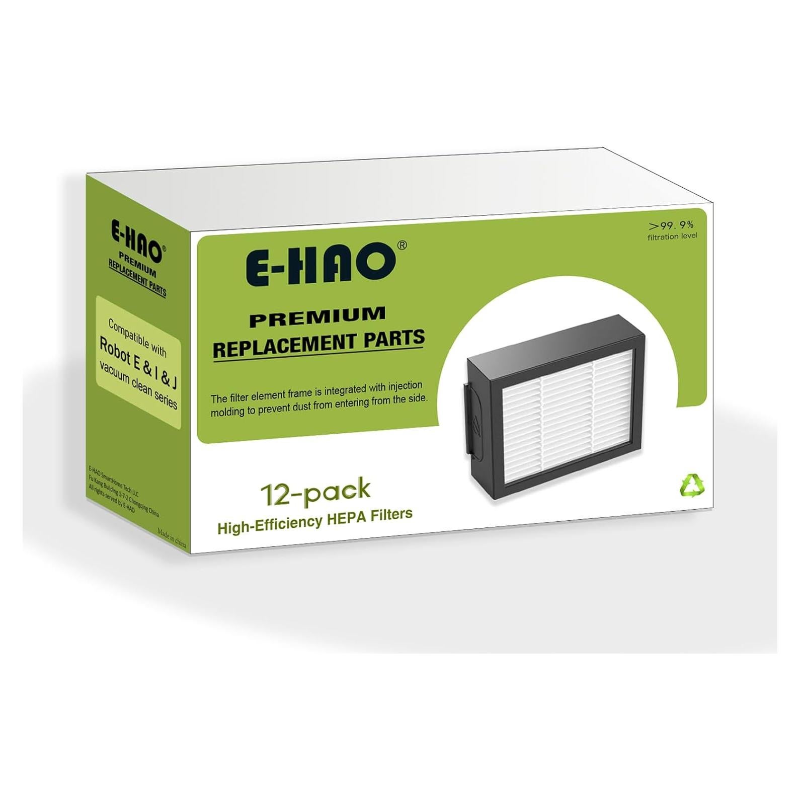 Paquete de 12 Filtros HEPA E-HAO para iRobot Roomba i/j/e