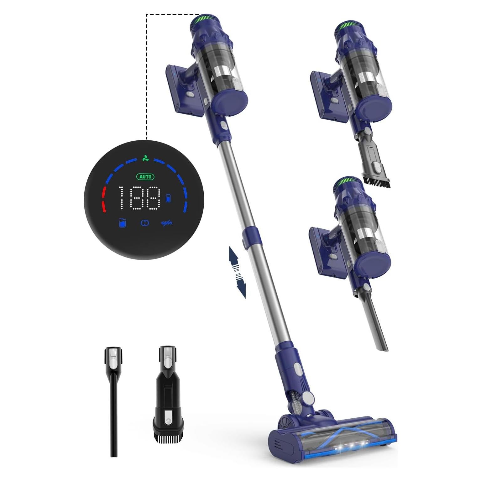 Aspiradora Inalámbrica TECBOT 450W 38Kpa 8 en 1 Azul