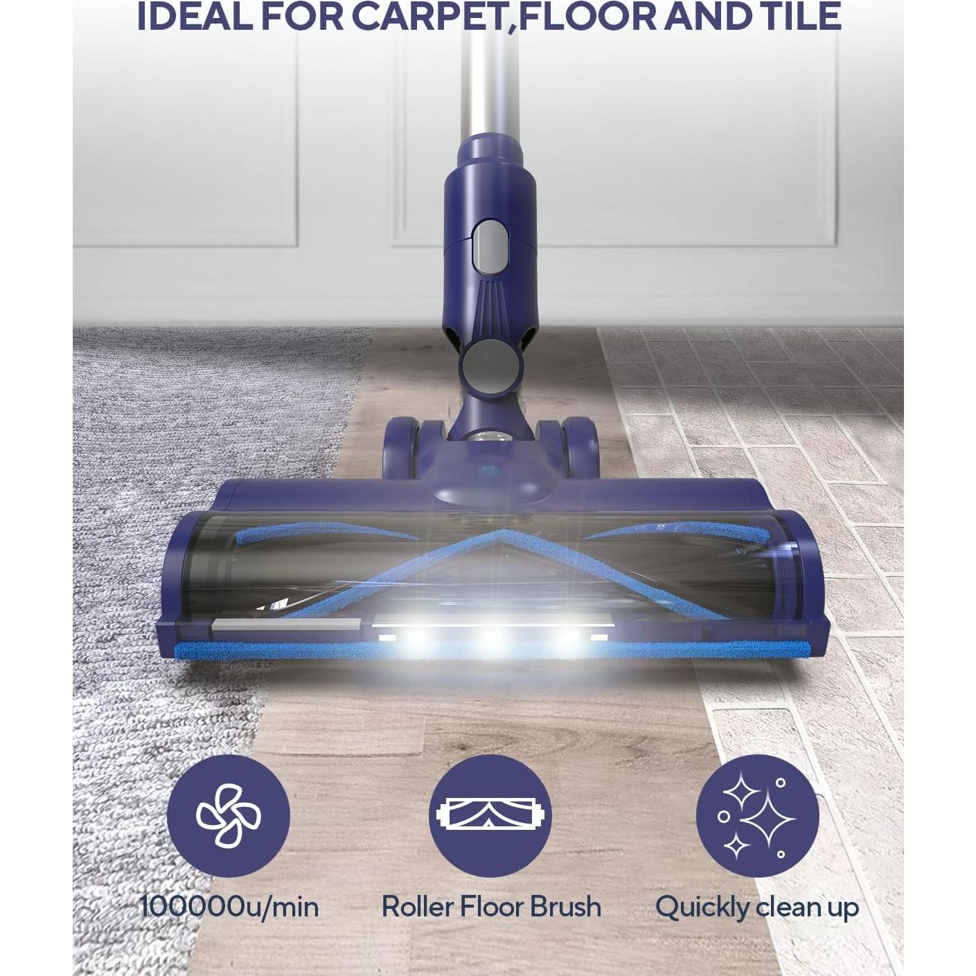 Aspiradora Inalámbrica TECBOT 450W 38Kpa 8 en 1 Azul