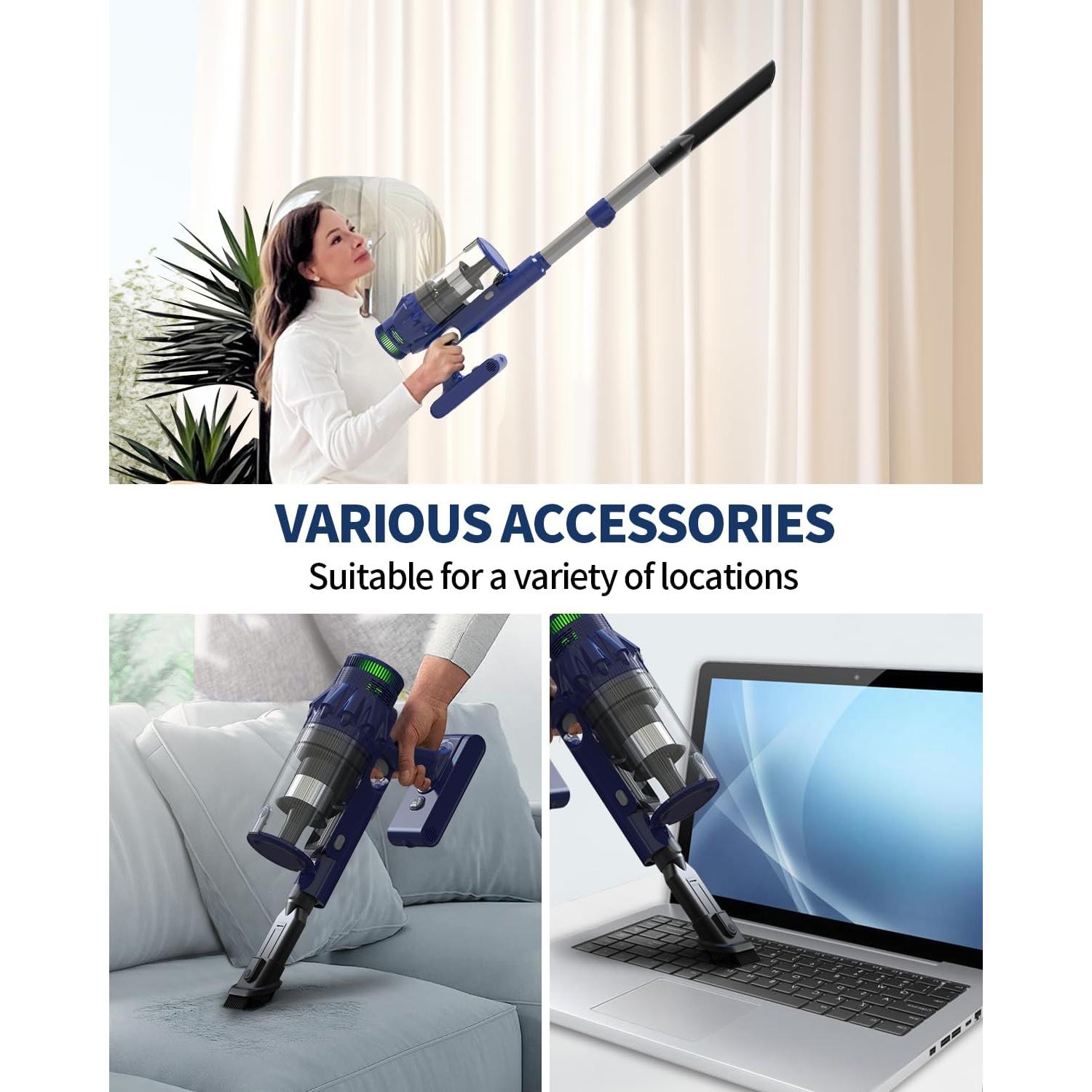 Aspiradora Inalámbrica TECBOT 450W 38Kpa 8 en 1 Azul