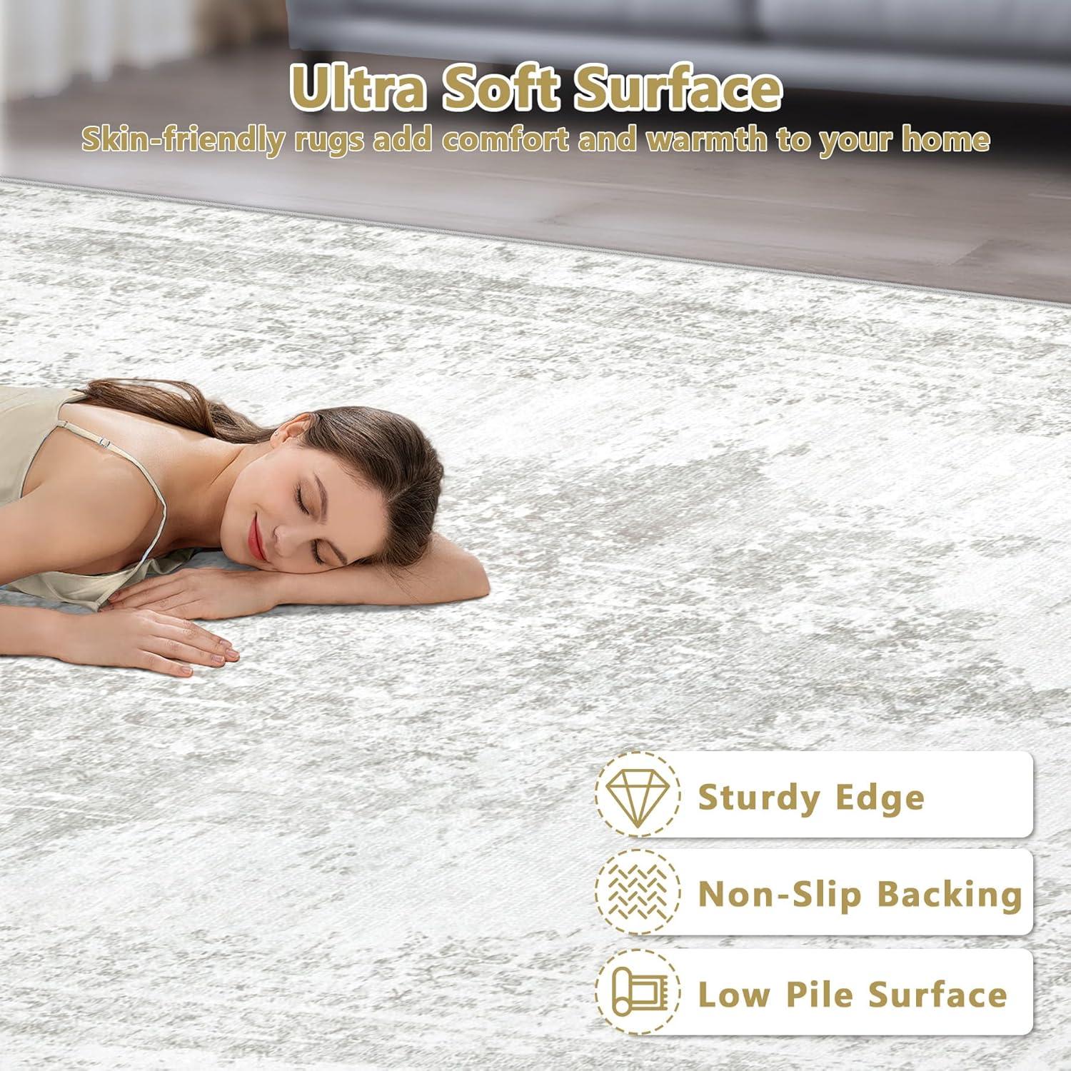 Alfombra de área TENGTENGLINK 2.44x3.05m Gris Vintage