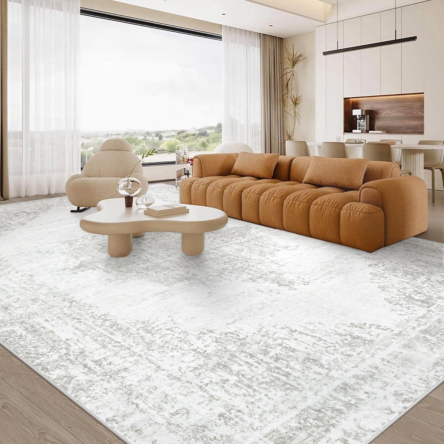 Alfombra de área TENGTENGLINK 2.44x3.05m Gris Vintage