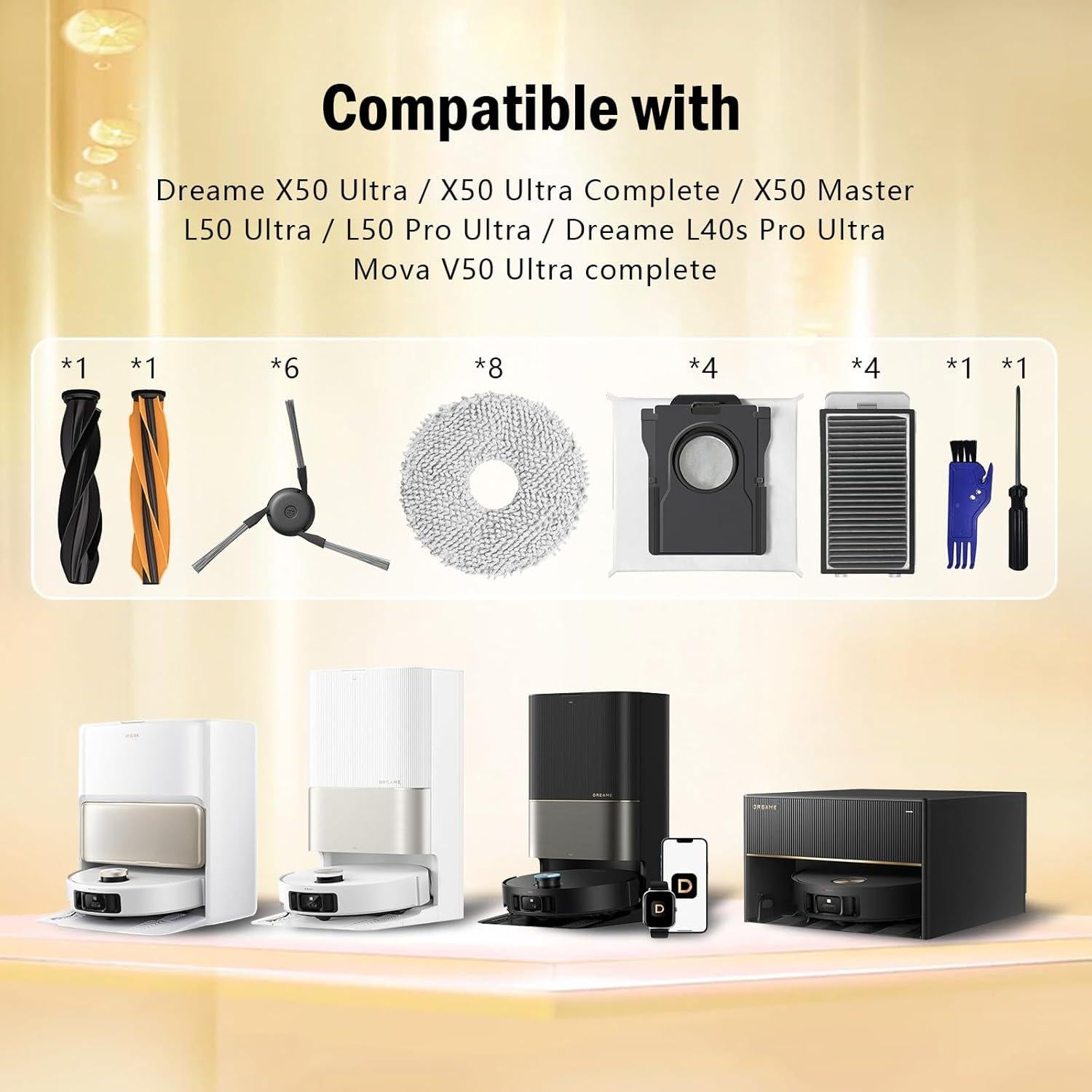 Kit de Accesorios de Repuesto 24 Pcs para Dreame X50 Ultra