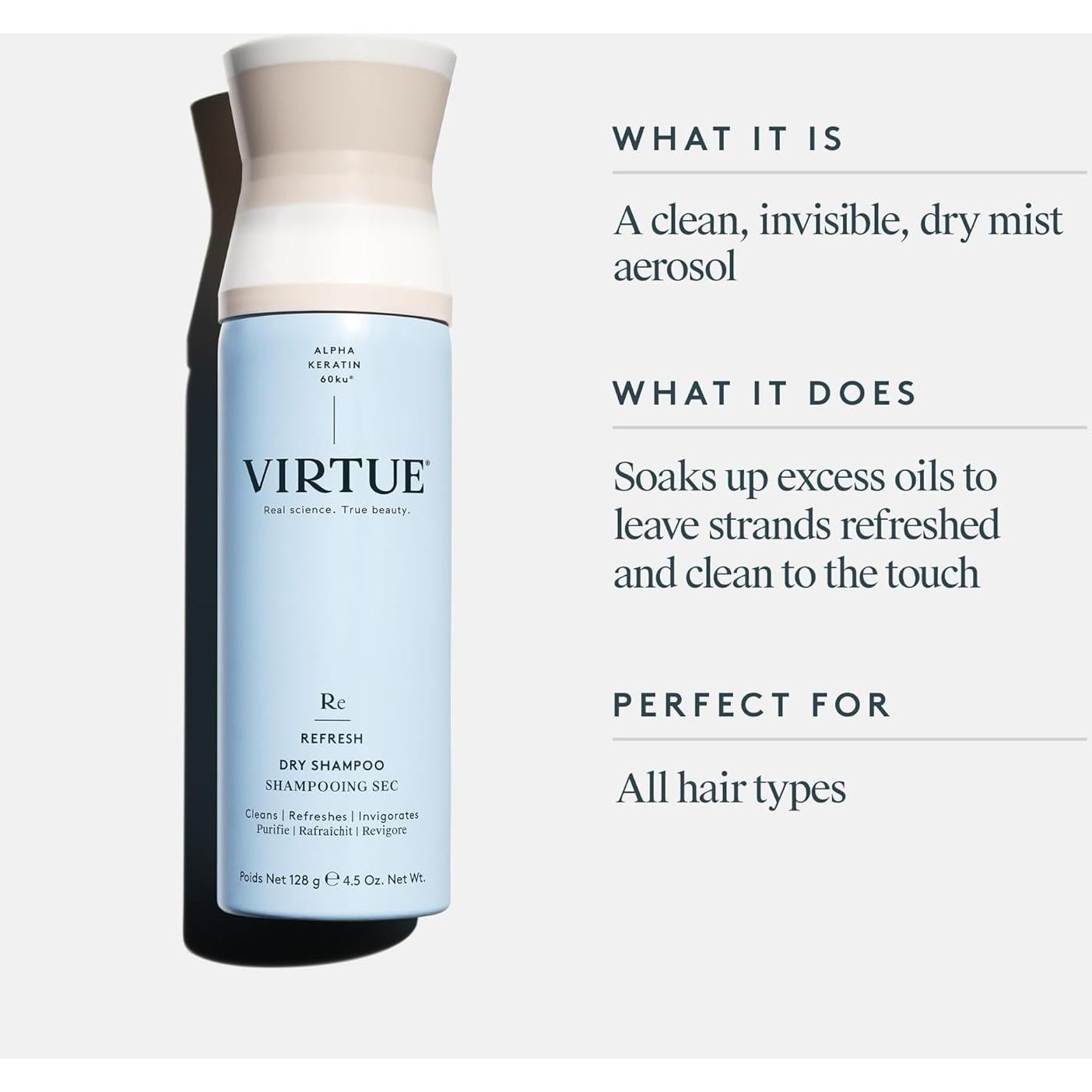 Spray de Champú Seco Virtue 133.2 ml para Cabello Graso