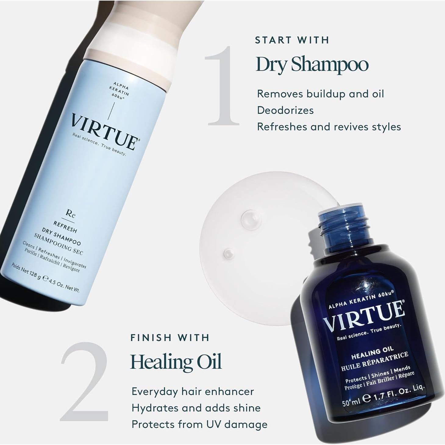 Spray de Champú Seco Virtue 133.2 ml para Cabello Graso