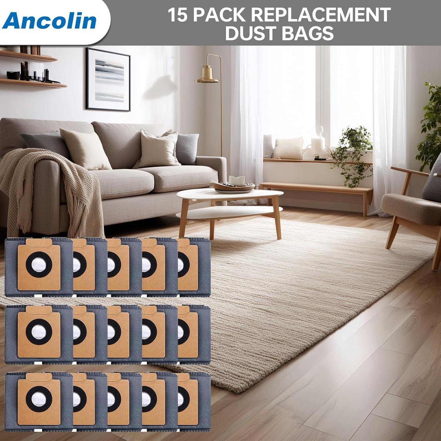 Paquete de 15 bolsas de polvo Ancolin para aspiradora eufy X10 Pro Omni