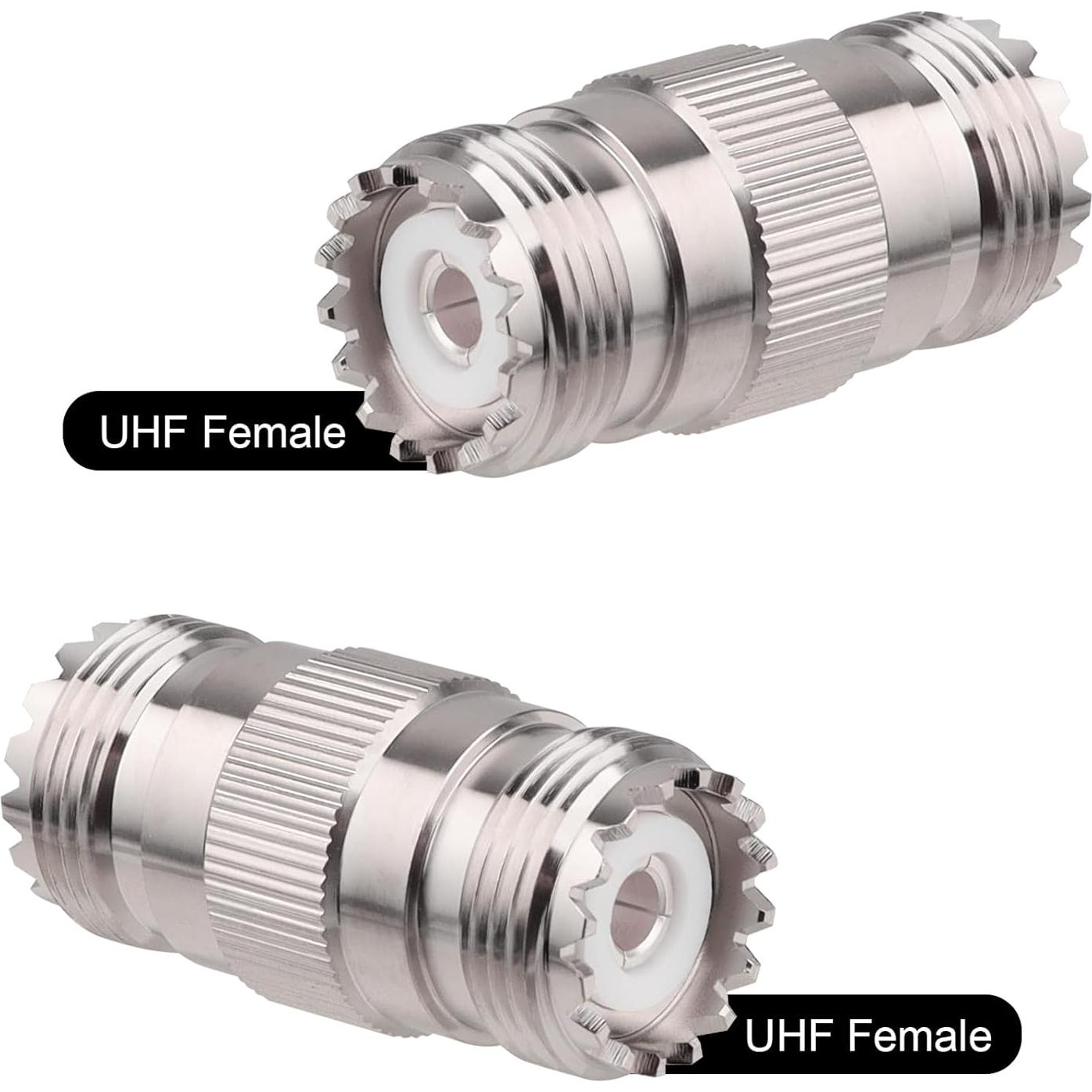 Paquete de 2 Adaptadores UHF SO239 Femenino a Femenino 50 Ohm