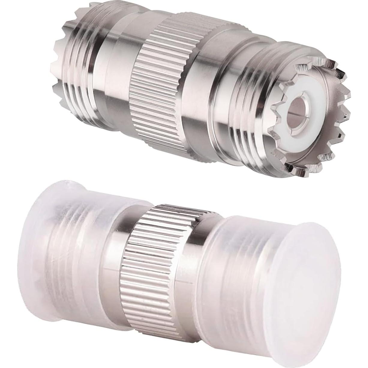 Paquete de 2 Adaptadores UHF SO239 Femenino a Femenino 50 Ohm