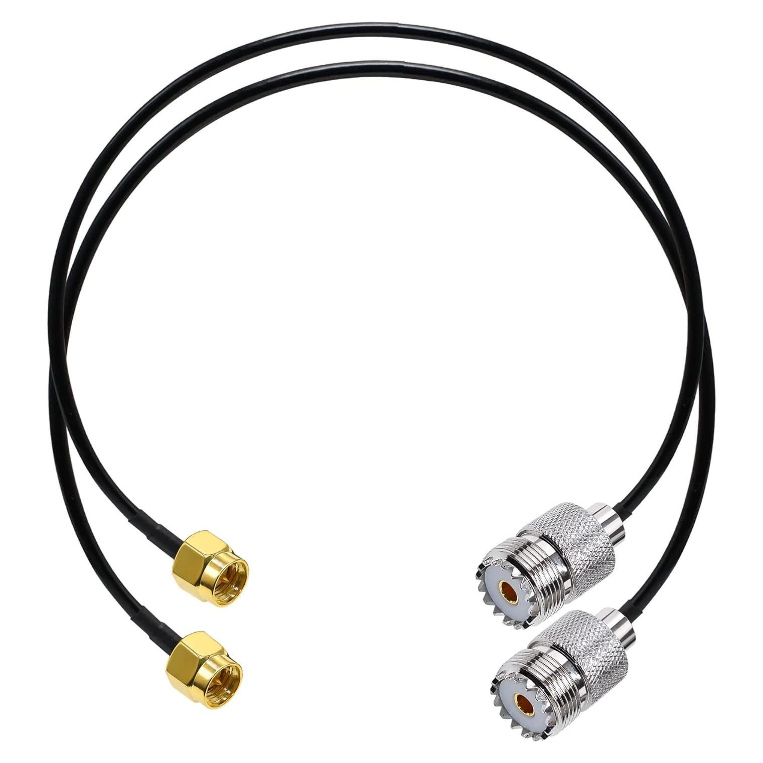 Cable Coaxial RG58 50cm Macho SMA a Hembra UHF Tuolnk - 2 Piezas