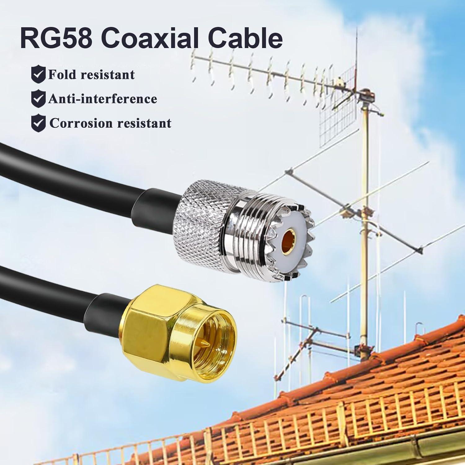 Cable Coaxial RG58 50cm Macho SMA a Hembra UHF Tuolnk - 2 Piezas