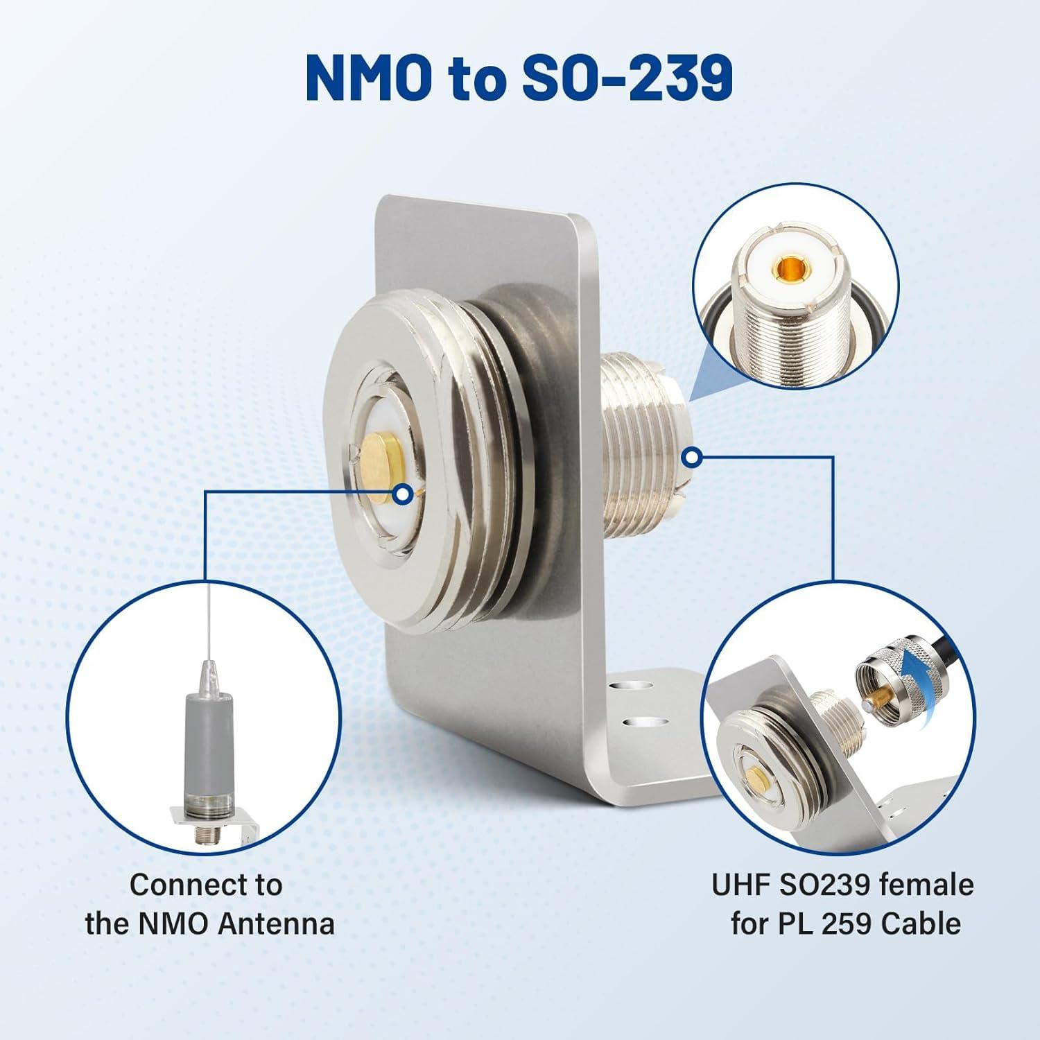 Conector NMO a PL259 con soporte en L Anina 16 mm