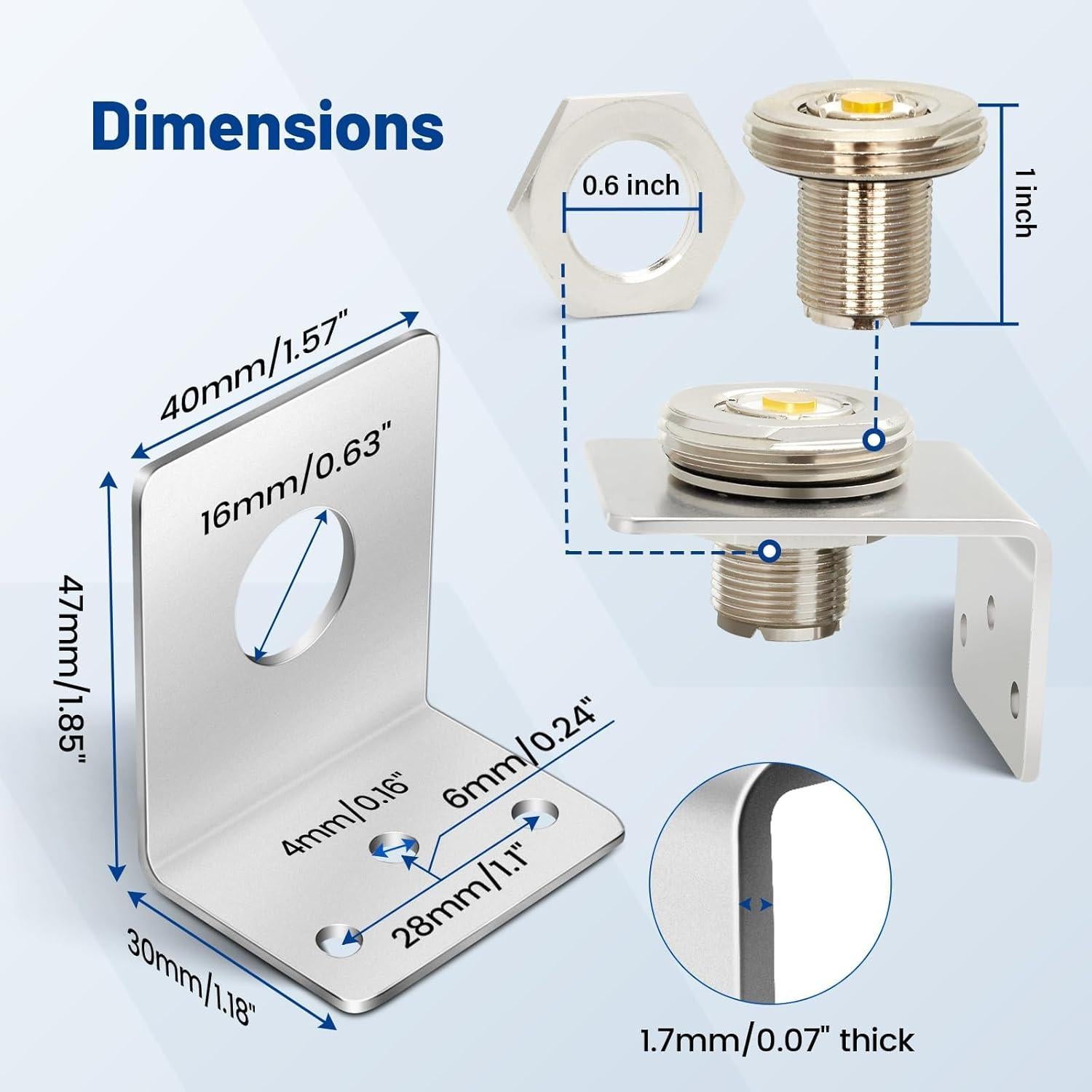 Conector NMO a PL259 con soporte en L Anina 16 mm