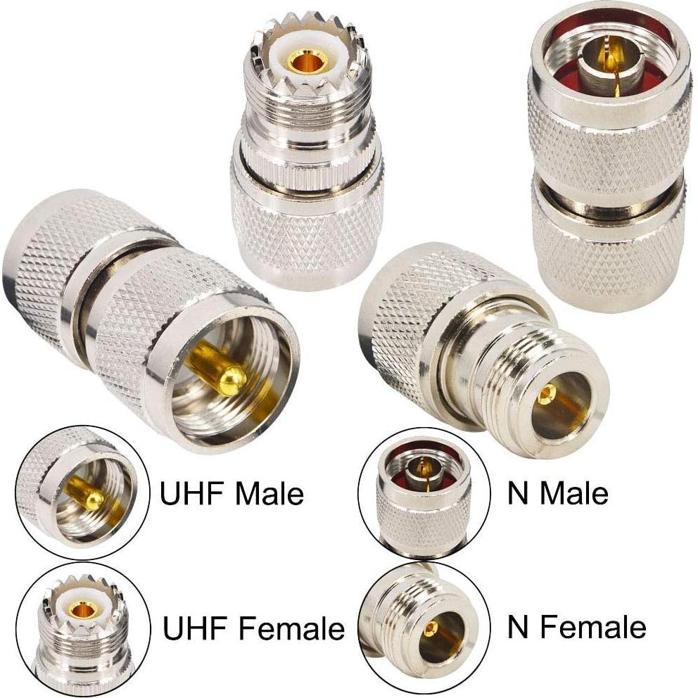 Kit Adaptadores Coaxiales N a UHF PL259 Onelinkmore - 4 Piezas