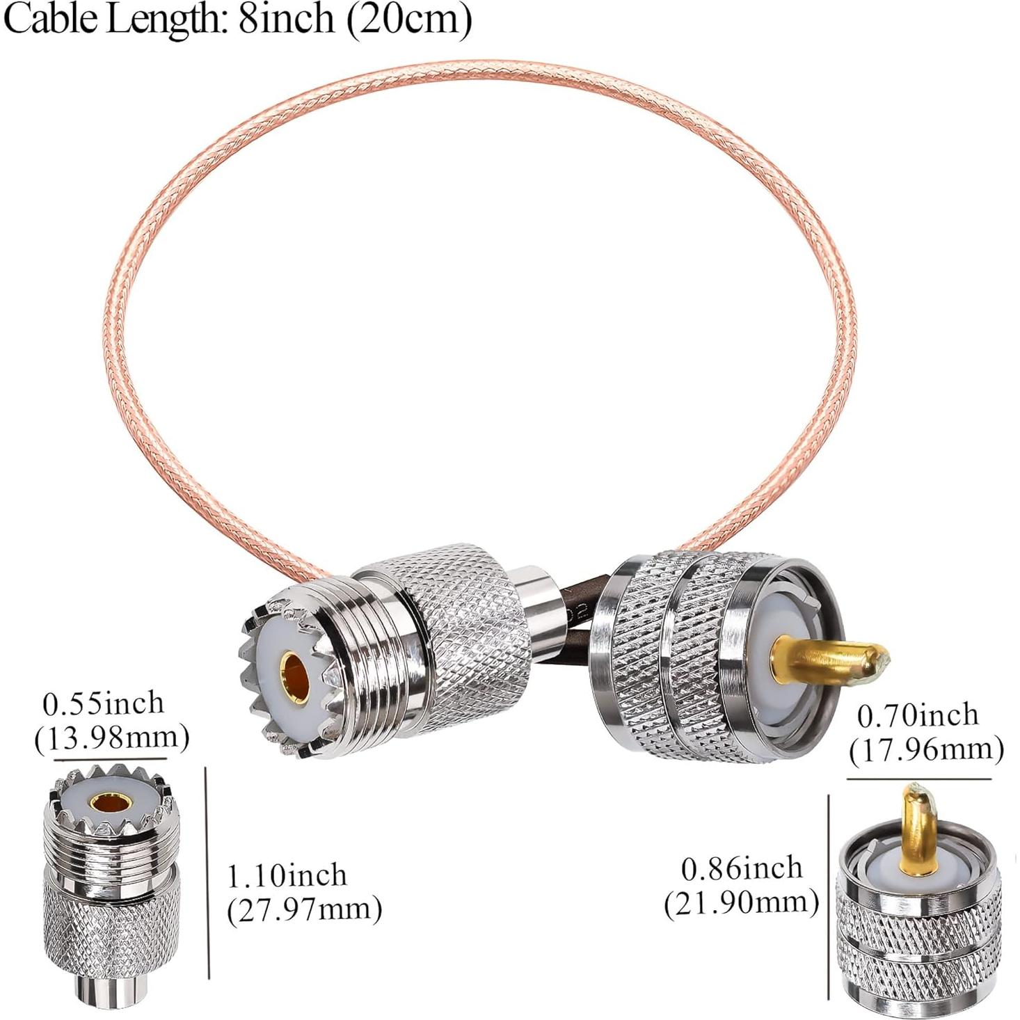 Cable Coaxial RG316 UHF Macho a Hembra 20cm Tuolnk - 2 Piezas