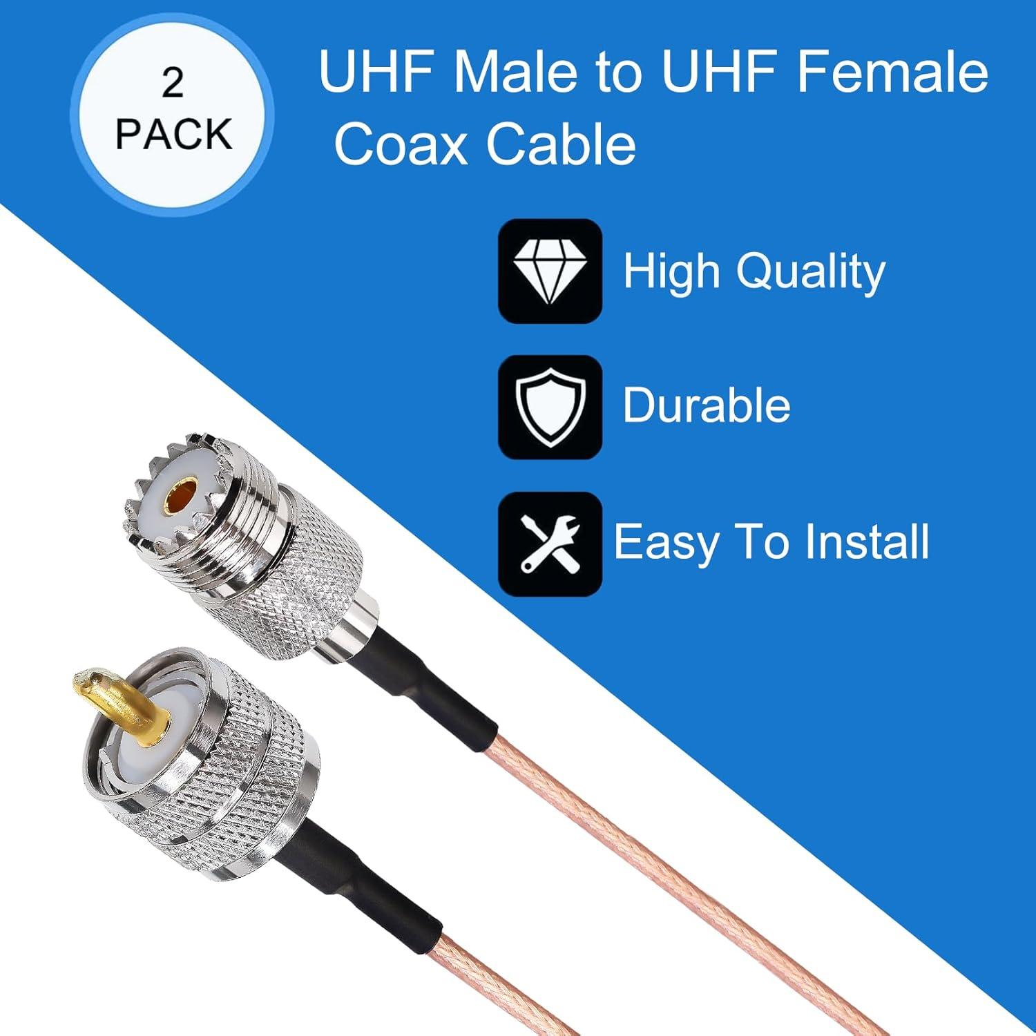 Cable Coaxial RG316 UHF Macho a Hembra 20cm Tuolnk - 2 Piezas