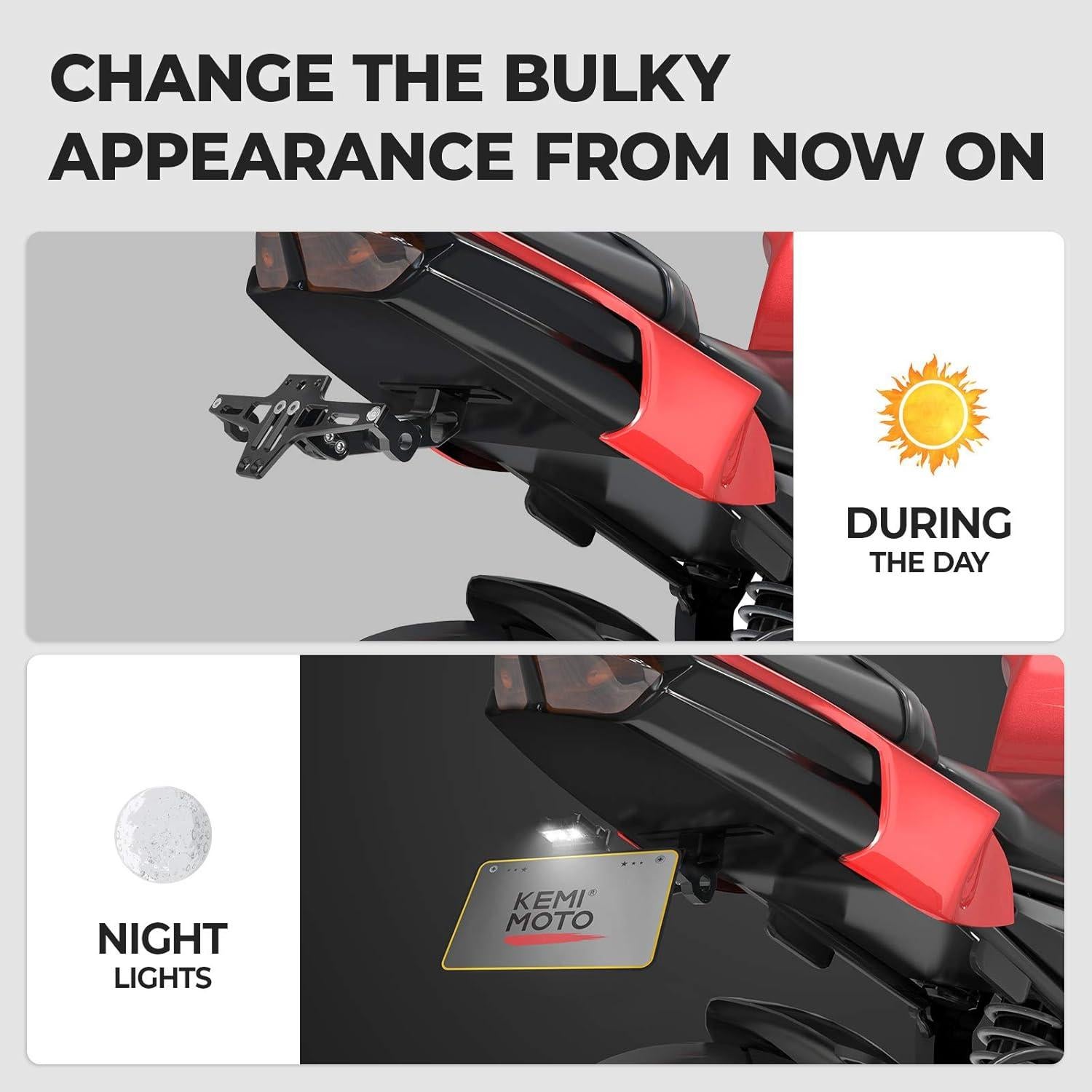 Soporte de Placa KEMIMOTO Aspire Ajuste Universal Negro