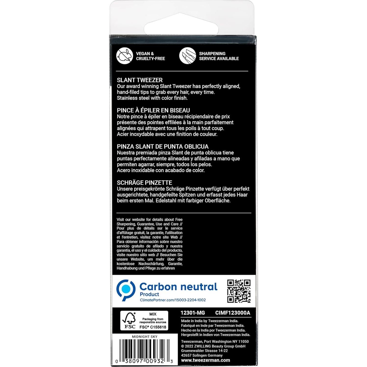 Pinzas de Depilar Tweezerman G.E.A.R. Angulares Negros