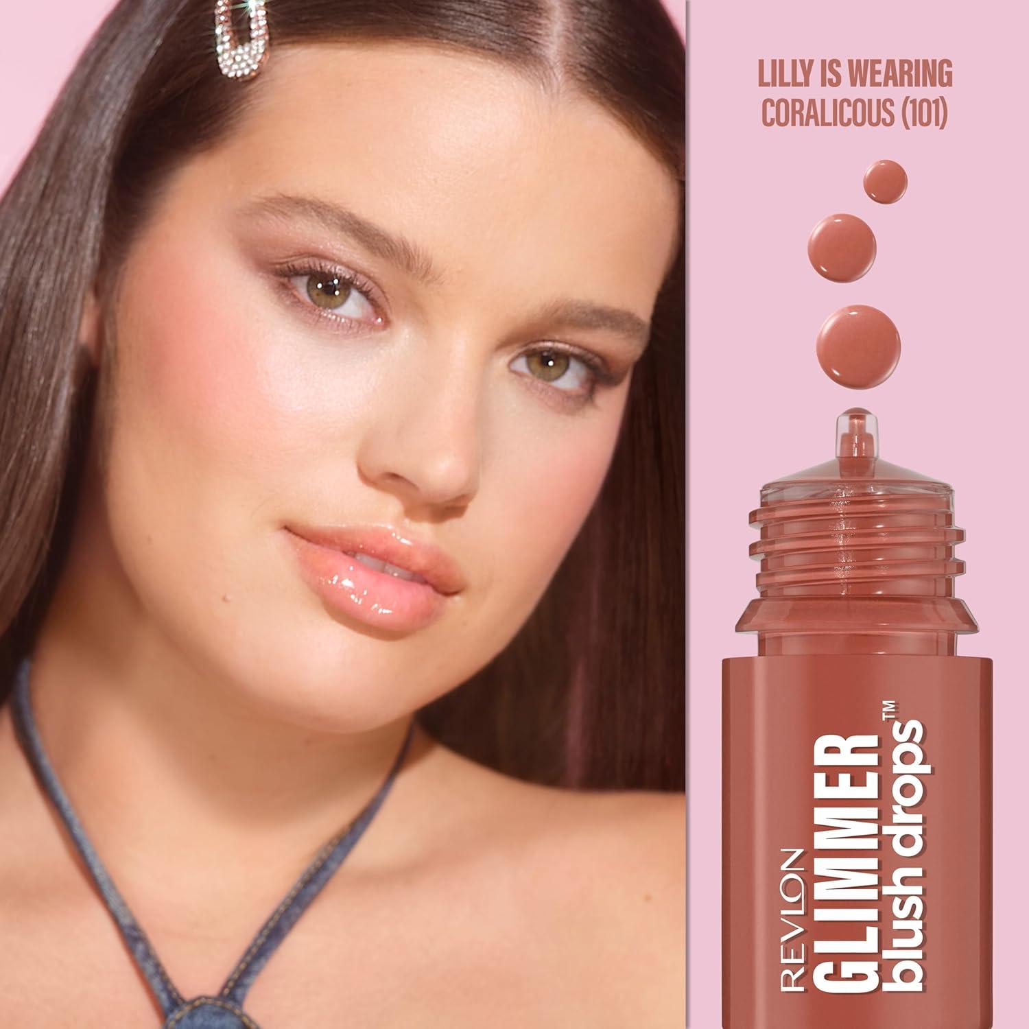 Rubor Líquido Revlon Glimmer 101 Coralicious 9.46 ml