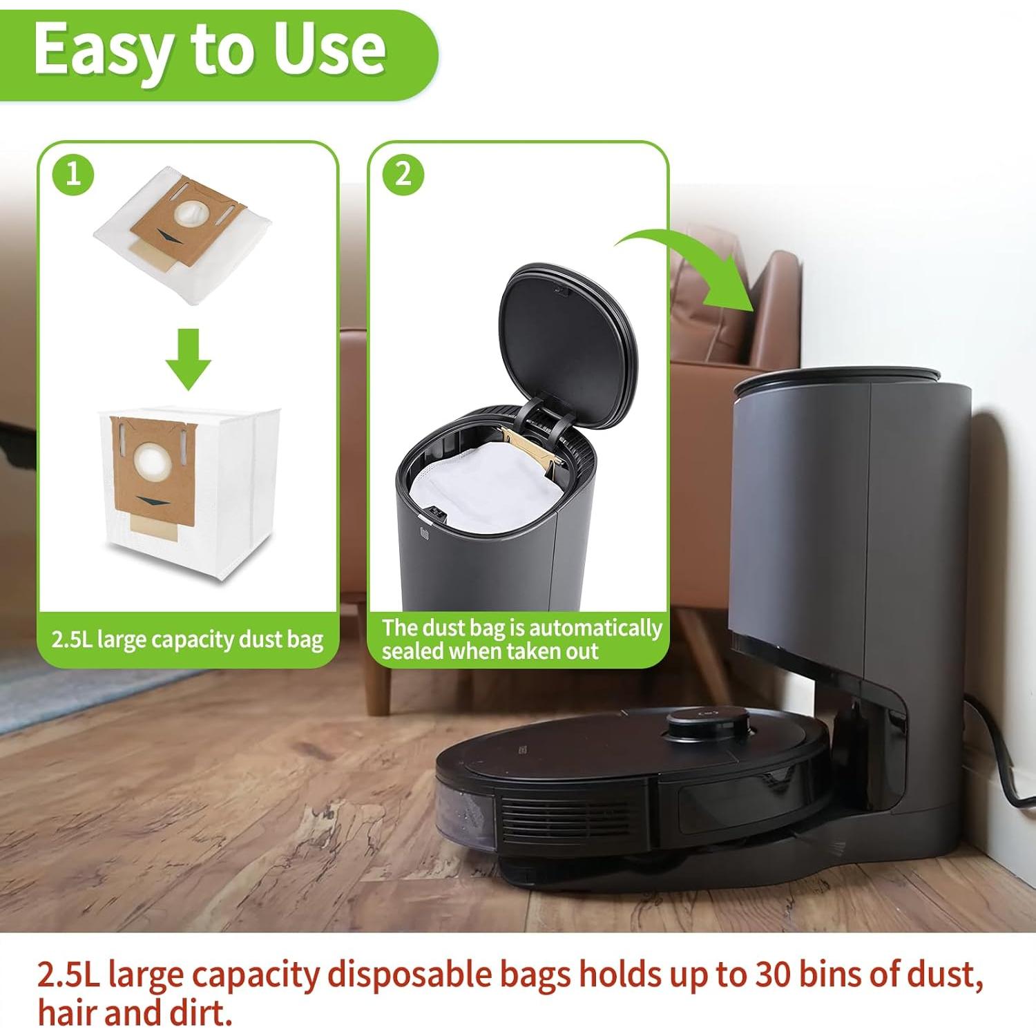 Bolsas de Polvo BOUYAO para Aspiradora Ecovacs Deebot T8 - Paquete de 20