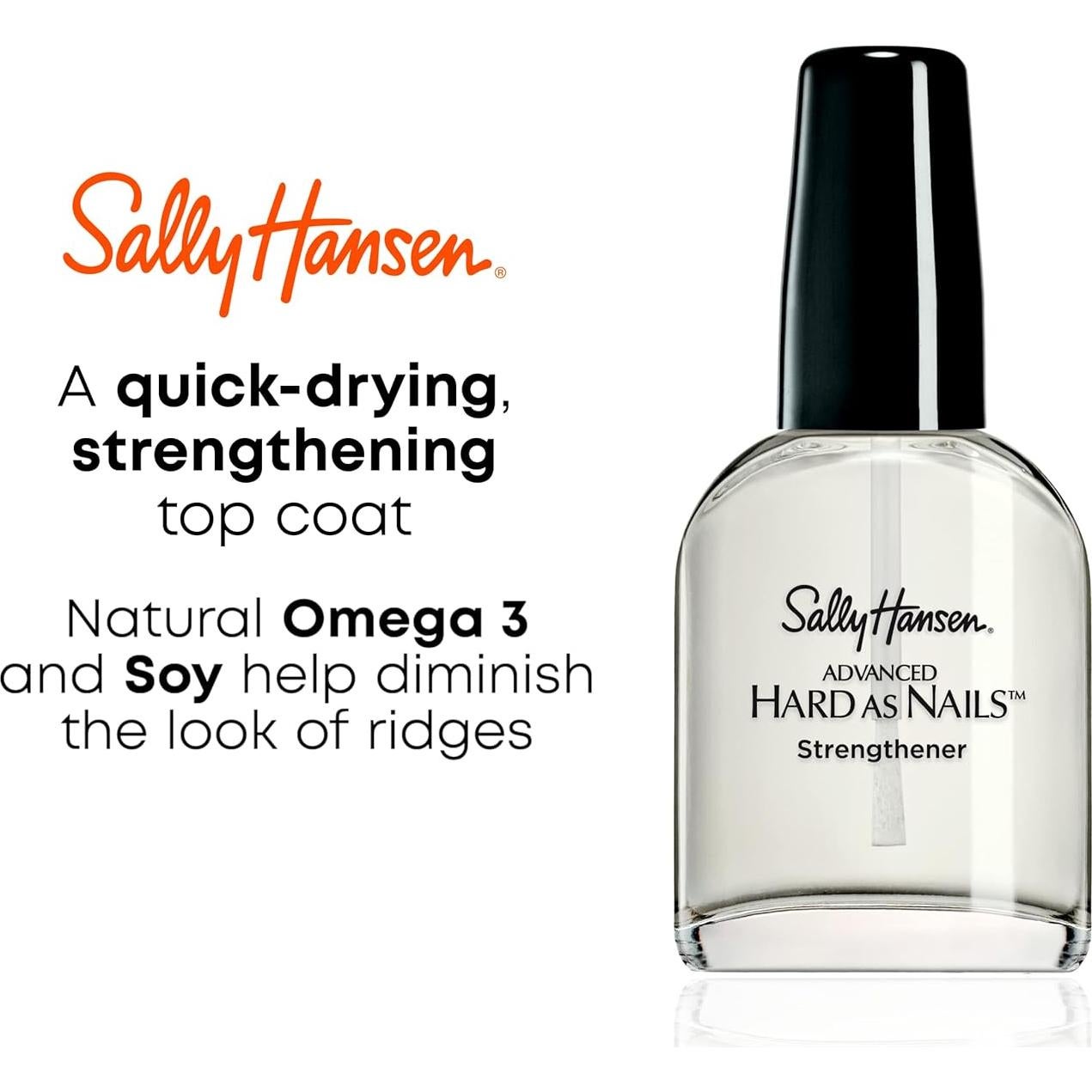 Sally Hansen Advanced Hard as Nails™, Clear Nail Strengthener, Includes Retinol and Nylon, Nourishing
