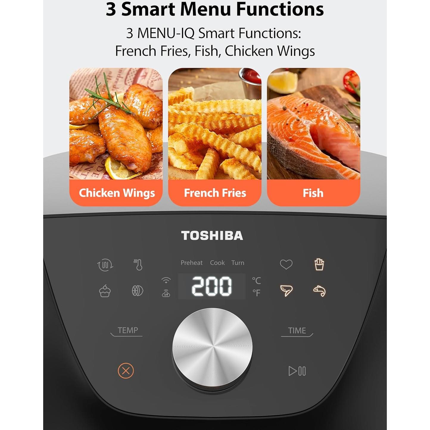 Freidora de Aire Toshiba 5.5QT Heat-Q, 8 Menús, 1500W