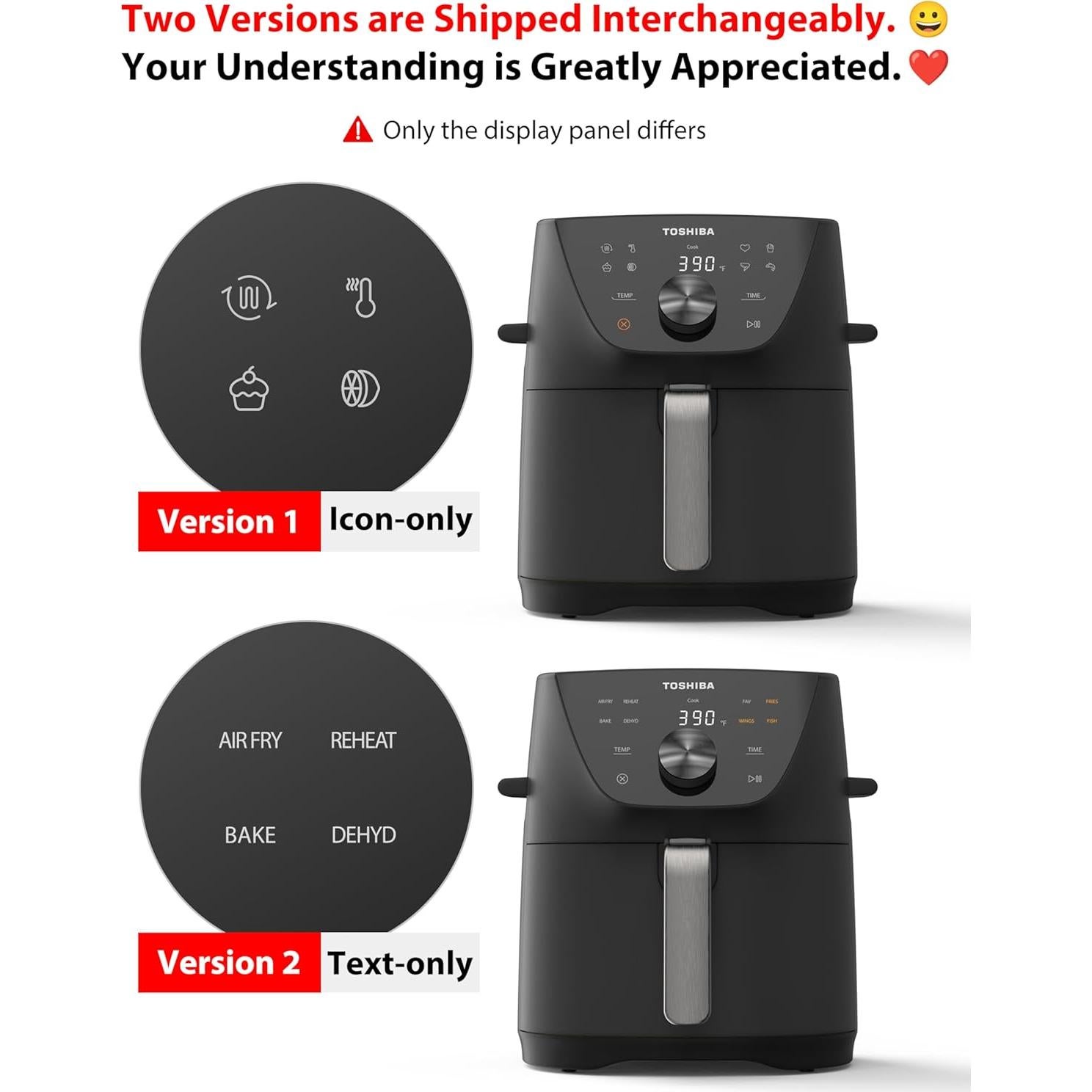 Freidora de Aire Toshiba 5.5QT Heat-Q, 8 Menús, 1500W