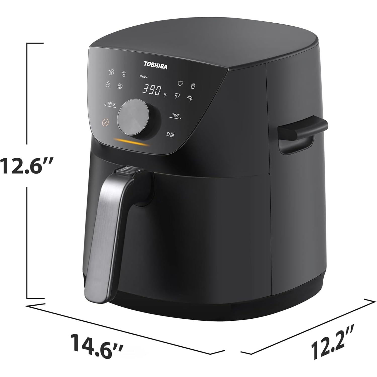 Freidora de Aire Toshiba 5.5QT Heat-Q, 8 Menús, 1500W