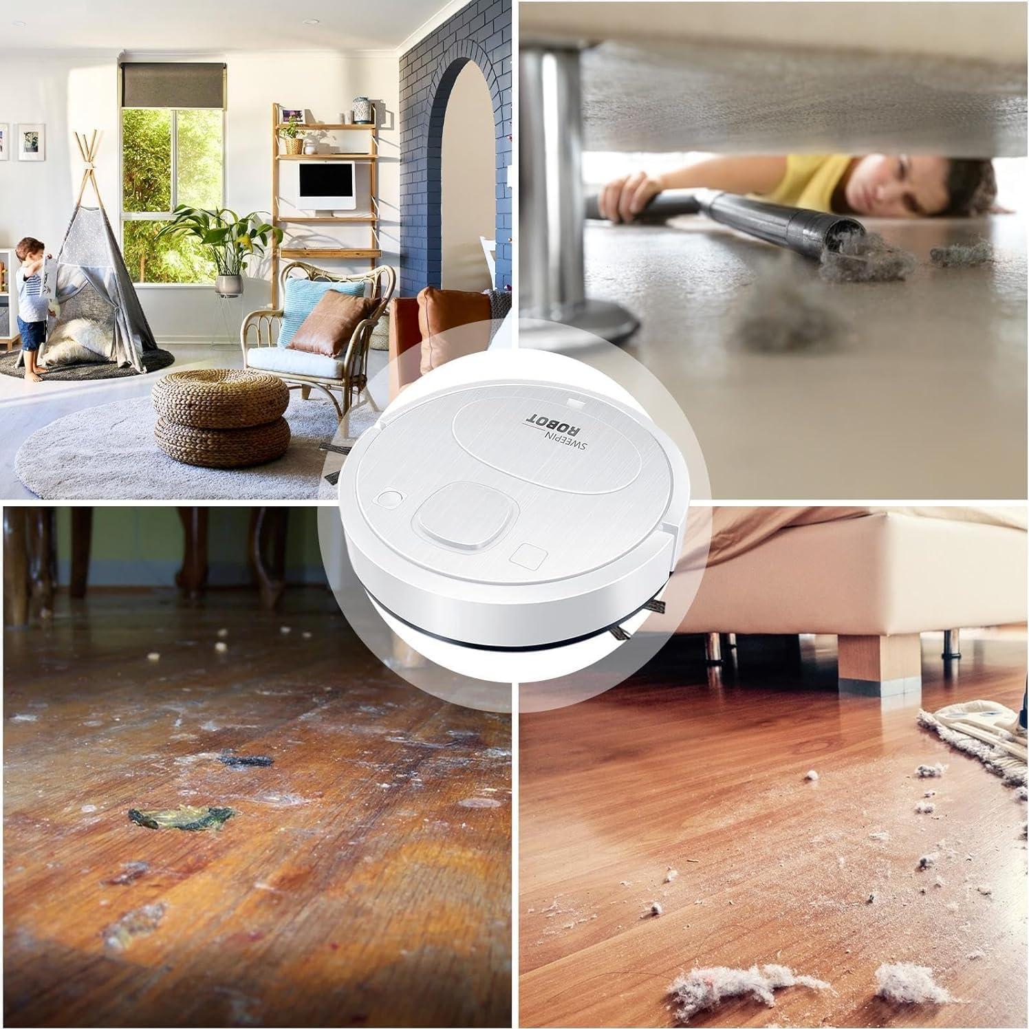 Robot Vacuum Cleaner，Robot Vacuum and Mop, Vacuum Robot mop Advanced Obstacle Avoidance, Aspiradora Robot Slim Design, Ideal for Pet Hair, Hard Floor,Carpet -4-White