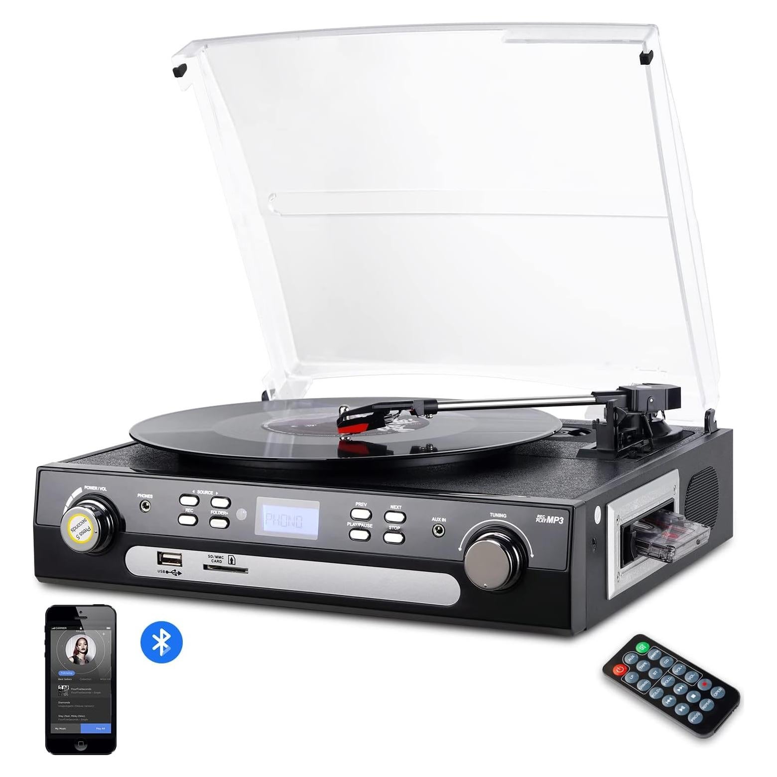 Reproductor de Vinilo Bluetooth DIGITNOW con Altavoces Estéreo