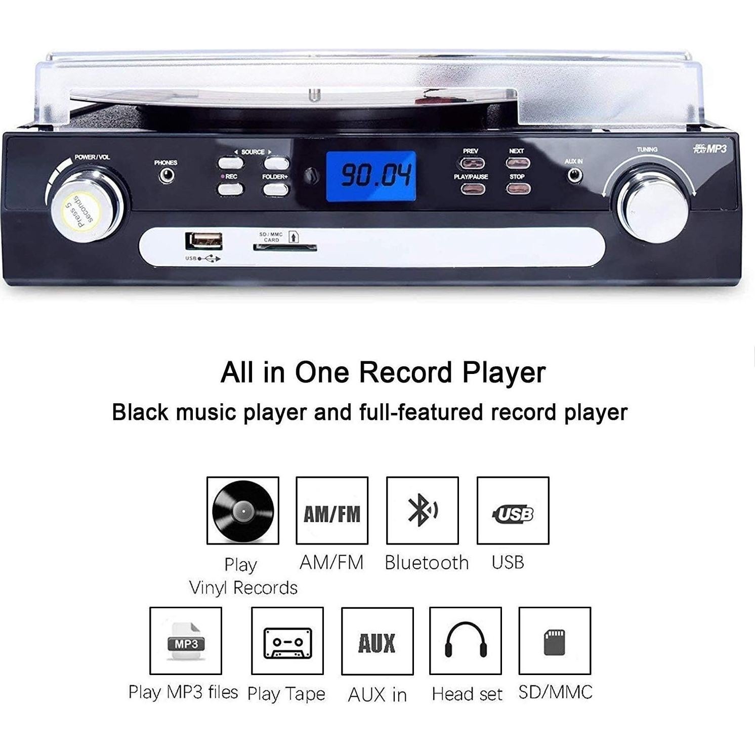 Reproductor de Vinilo Bluetooth DIGITNOW con Altavoces Estéreo