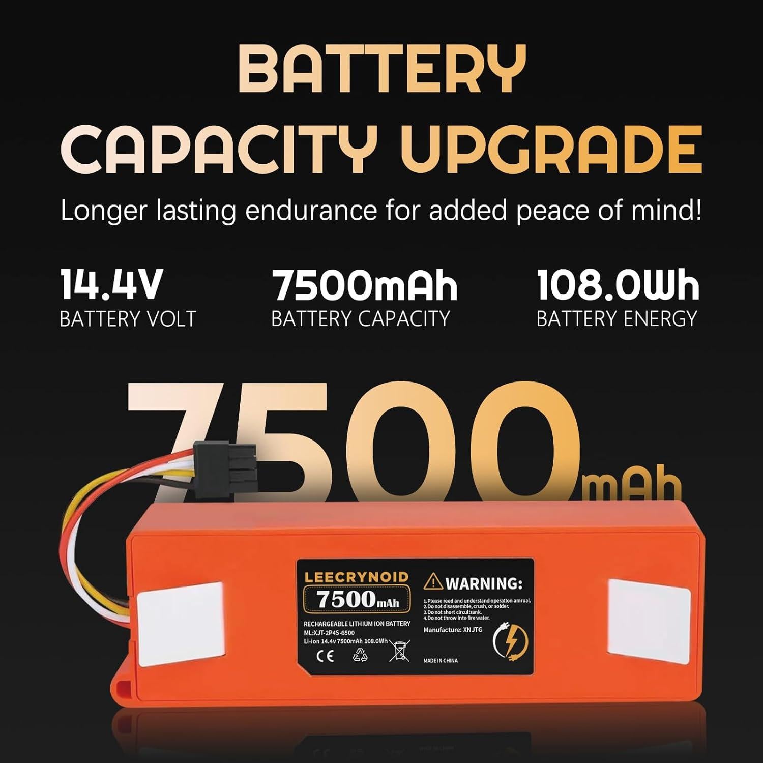 Batería de Reemplazo 7500mAh 14.4V para Roborock S4 S5 S6 S7