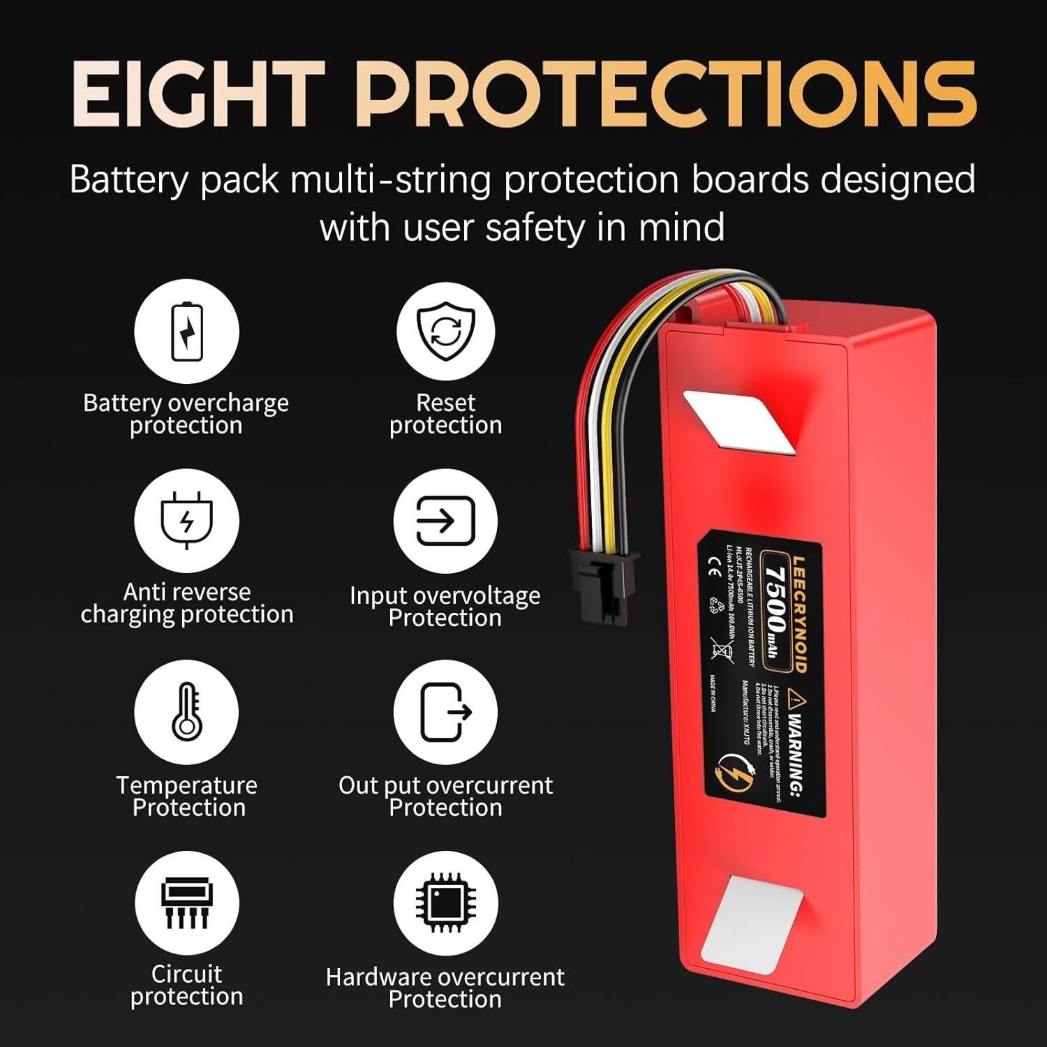 Batería de Reemplazo 7500mAh 14.4V para Roborock S4 S5 S6 S7