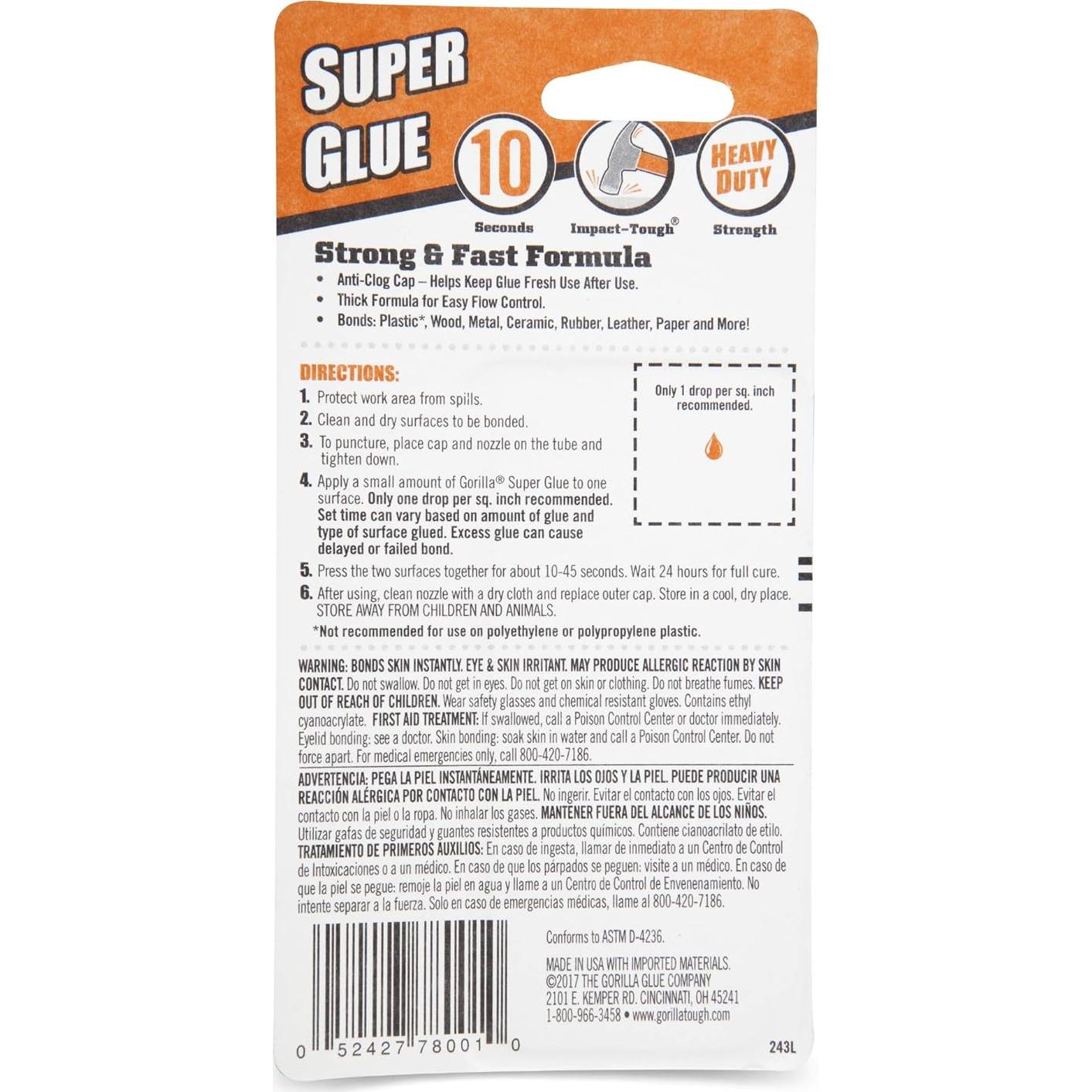 Gorilla Super Glue 25g - Pegamento Transparente Multiusos