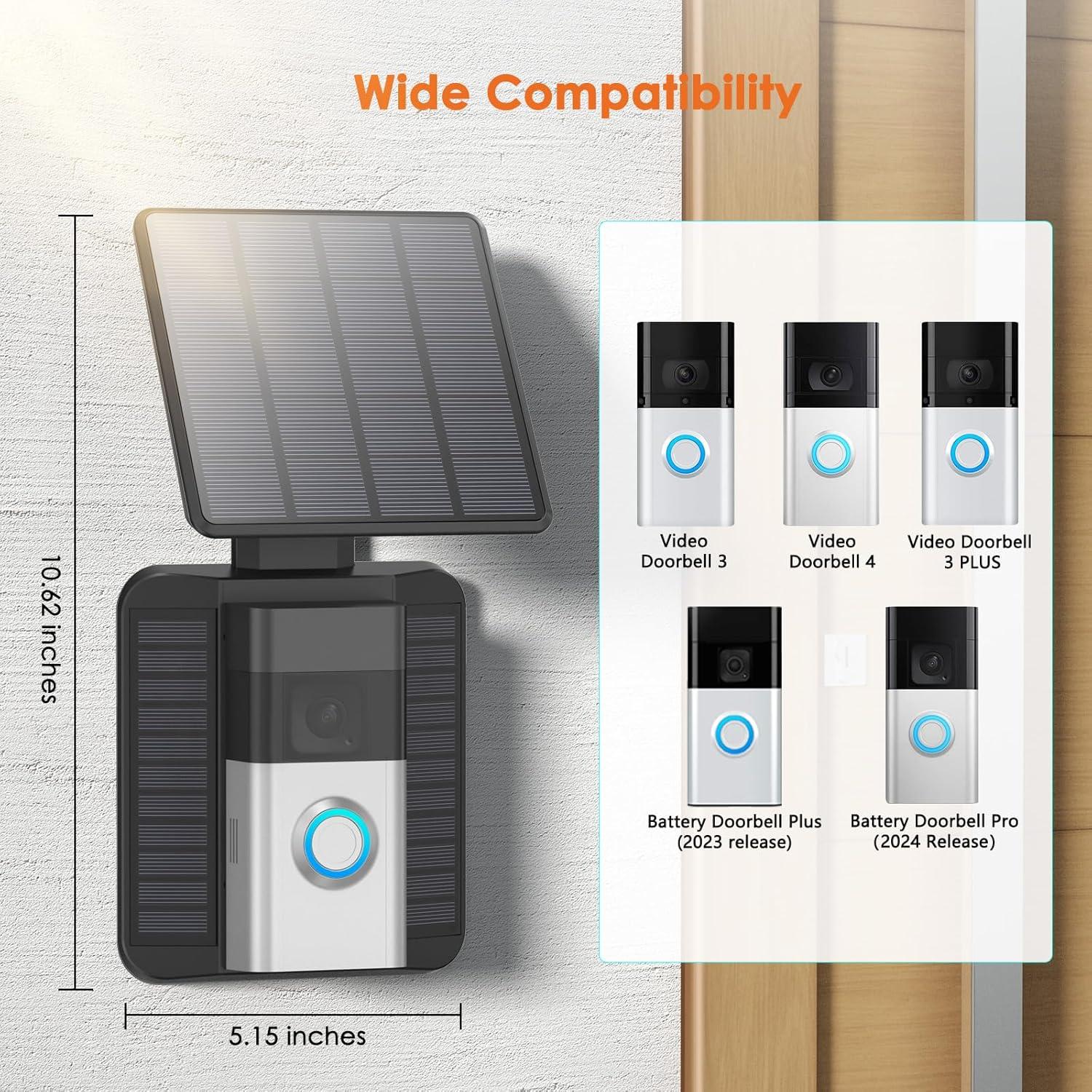 Cargador Solar QIBOX para Timbre Ring Video Doorbell 3/4