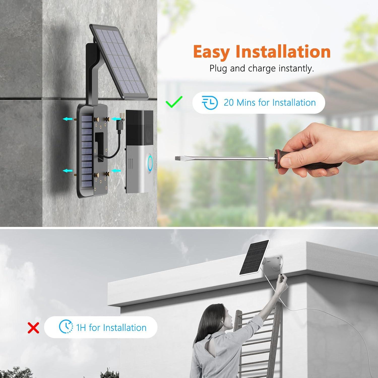 Cargador Solar QIBOX para Timbre Ring Video Doorbell 3/4