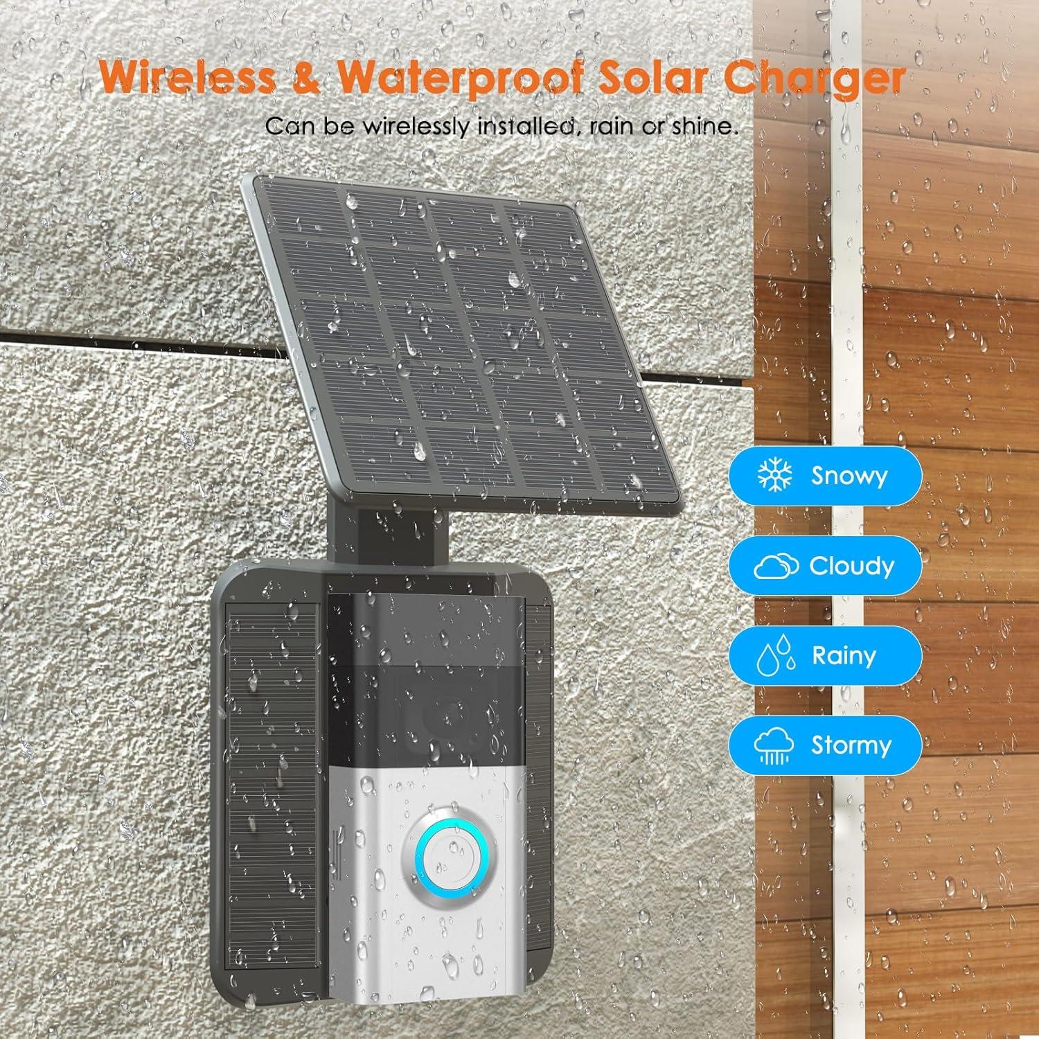Cargador Solar QIBOX para Timbre Ring Video Doorbell 3/4