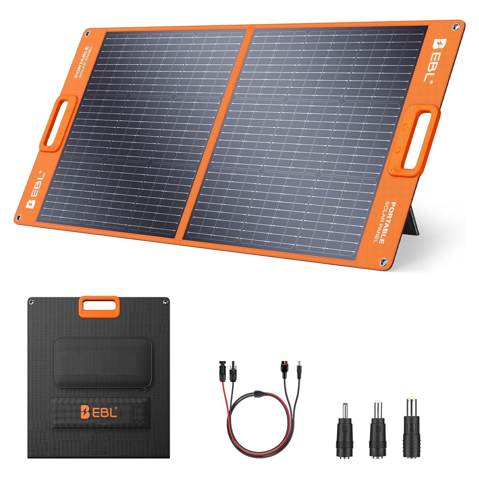 Panel Solar Portátil EBL 100W Monocristalino Impermeable