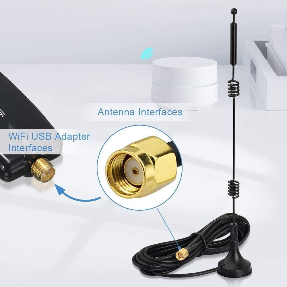 Antena WiFi Doble Banda BINGFU 9dBi RP-SMA Macho Paquete de 2