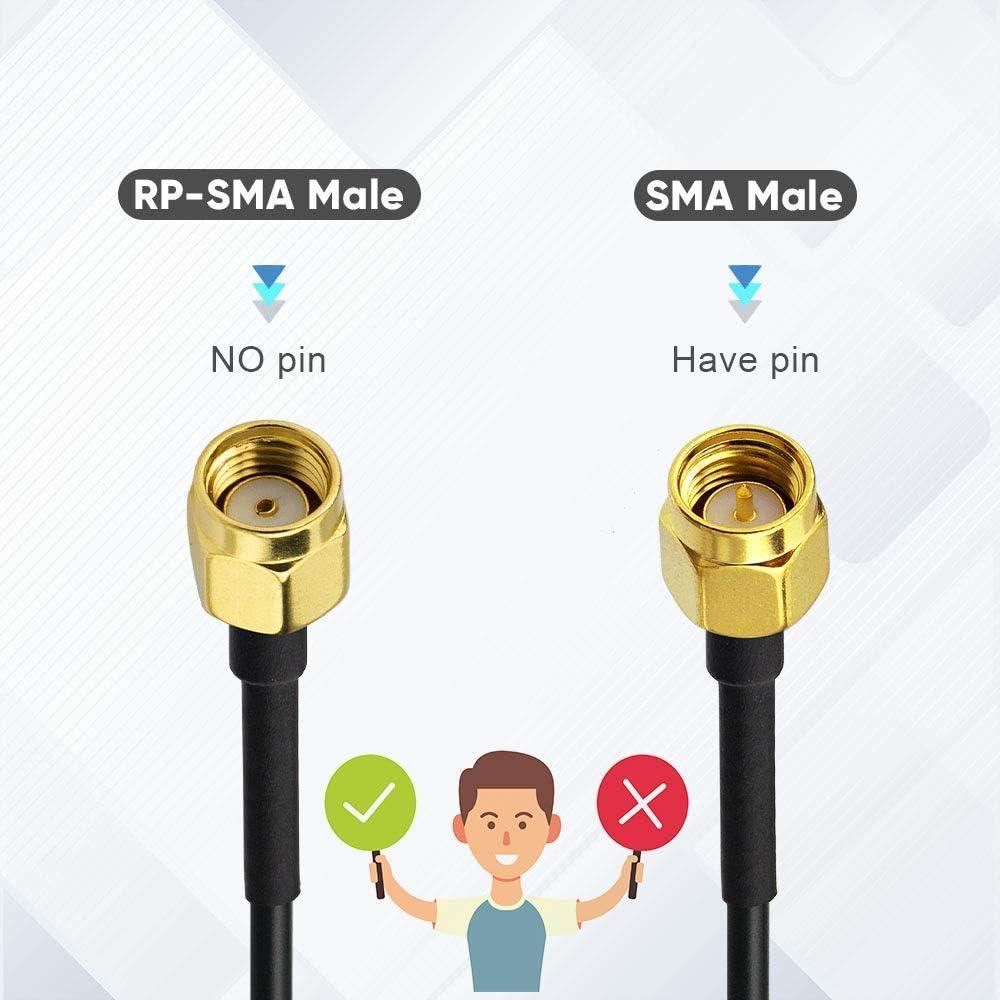 Antena WiFi Doble Banda BINGFU 9dBi RP-SMA Macho Paquete de 2