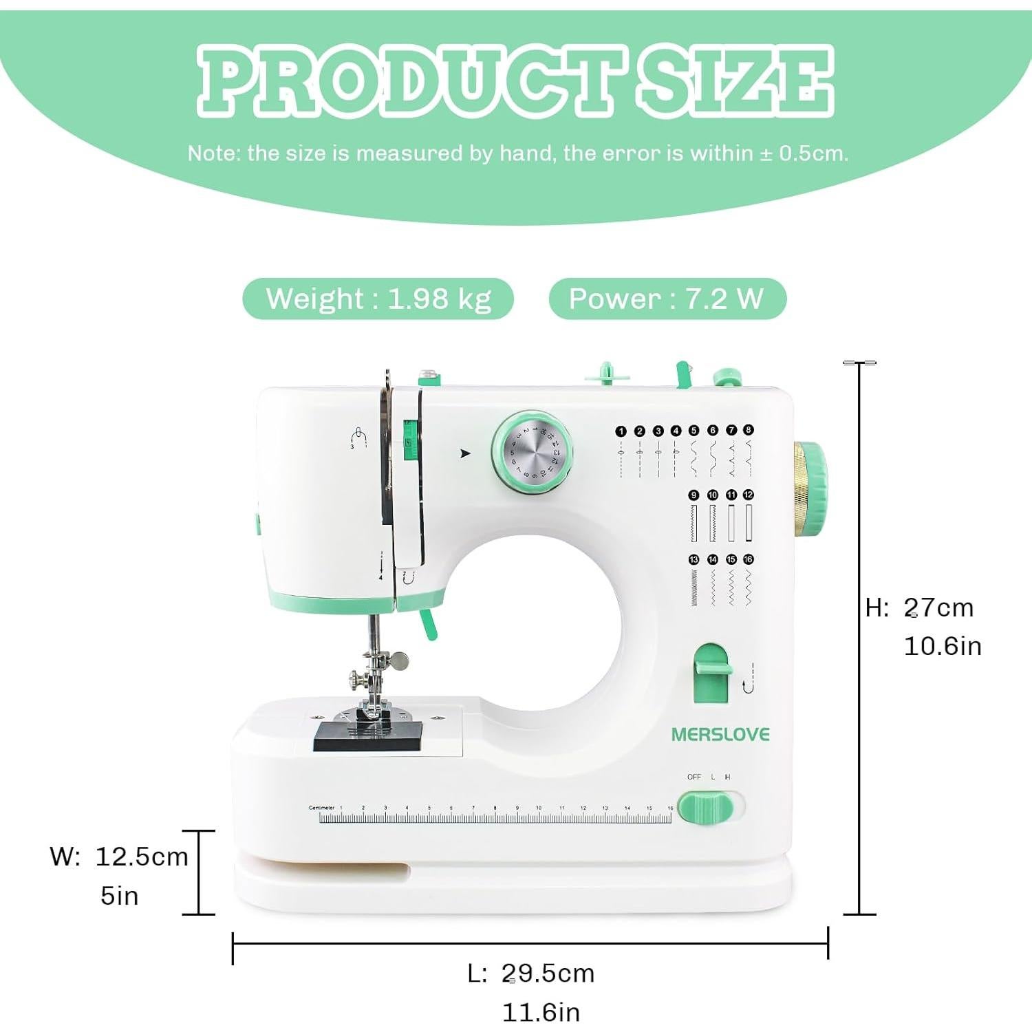 Máquina de Coser Eléctrica MERSLOVE-S 16 Puntadas para Principiantes