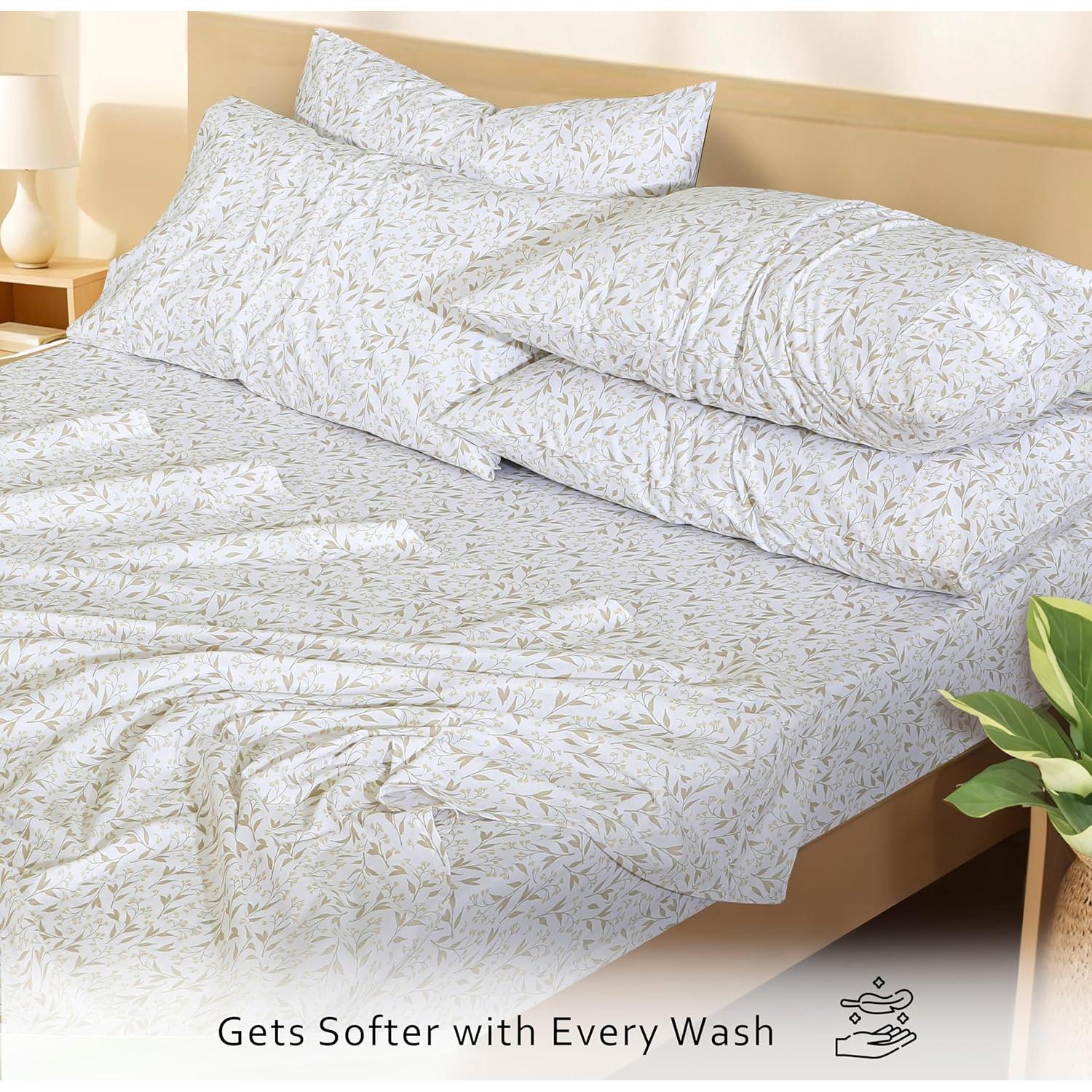 Juego de Sábanas Twin RUVANTI 100% Algodón Natural 4 Pcs