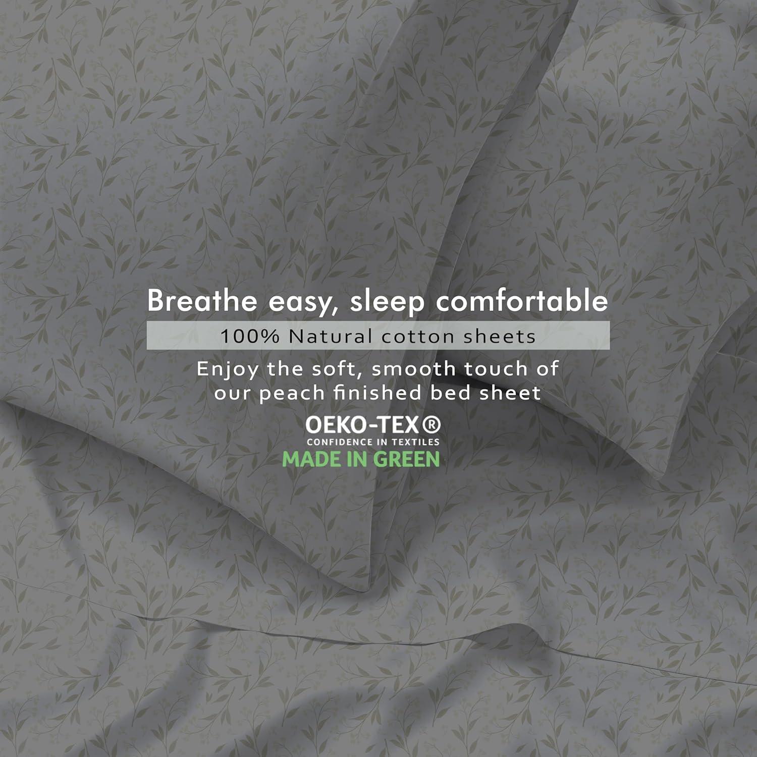 Juego de Sábanas Twin RUVANTI 100% Algodón Natural 4 Pcs